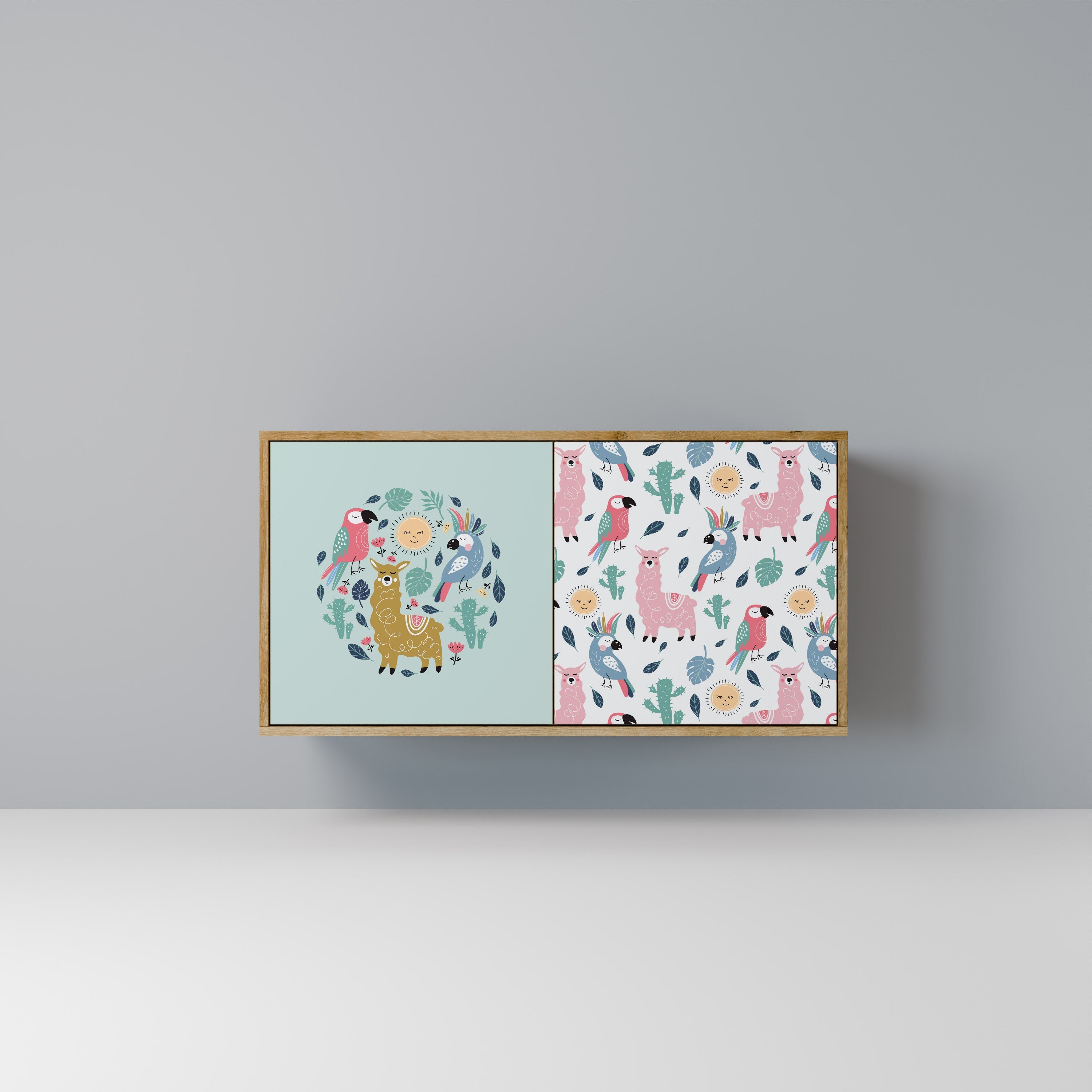 Buffet 2 portes ALPACAS COLORÉS effet chêne