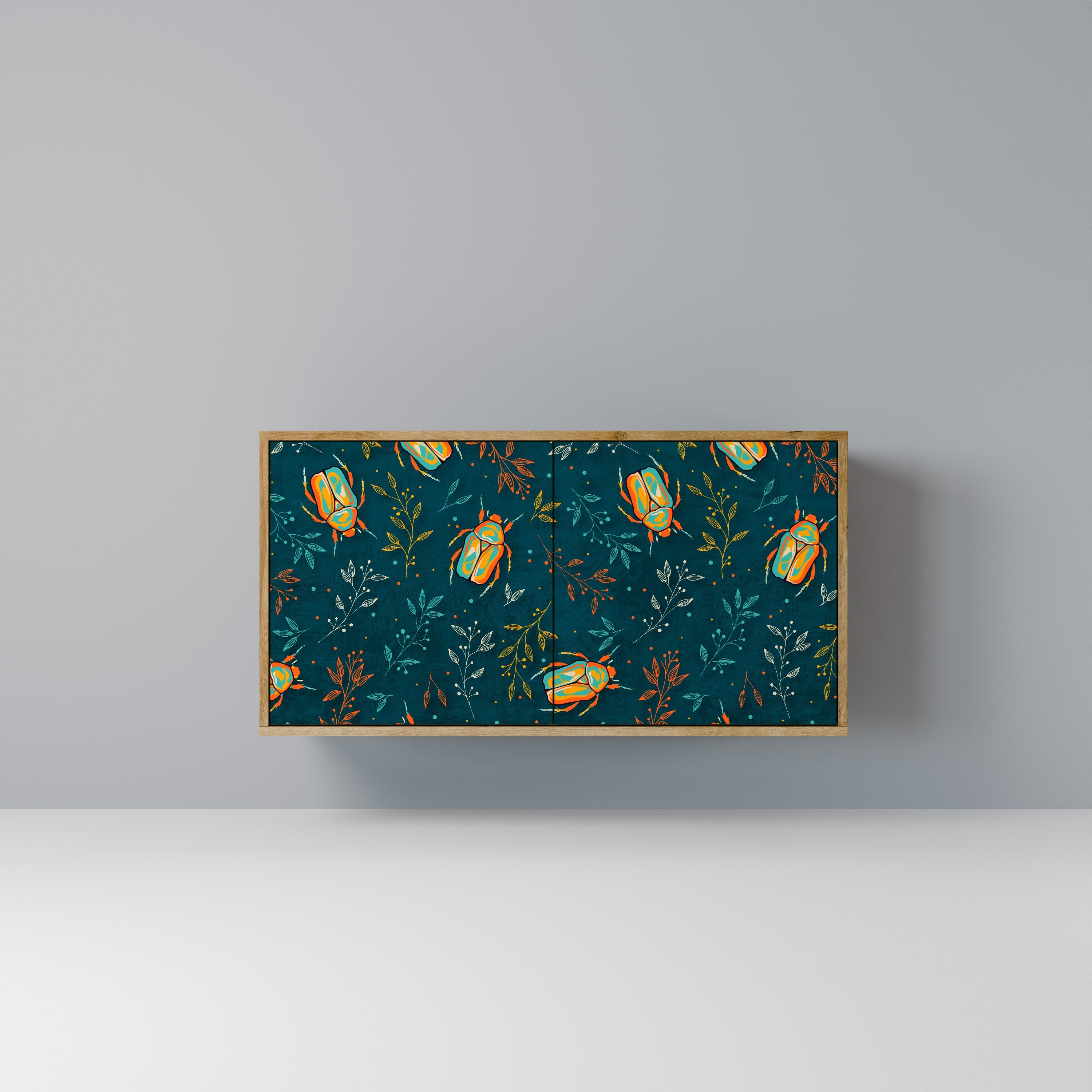 Buffet 2 portes INSECTES D'AUTOMNE effet chêne