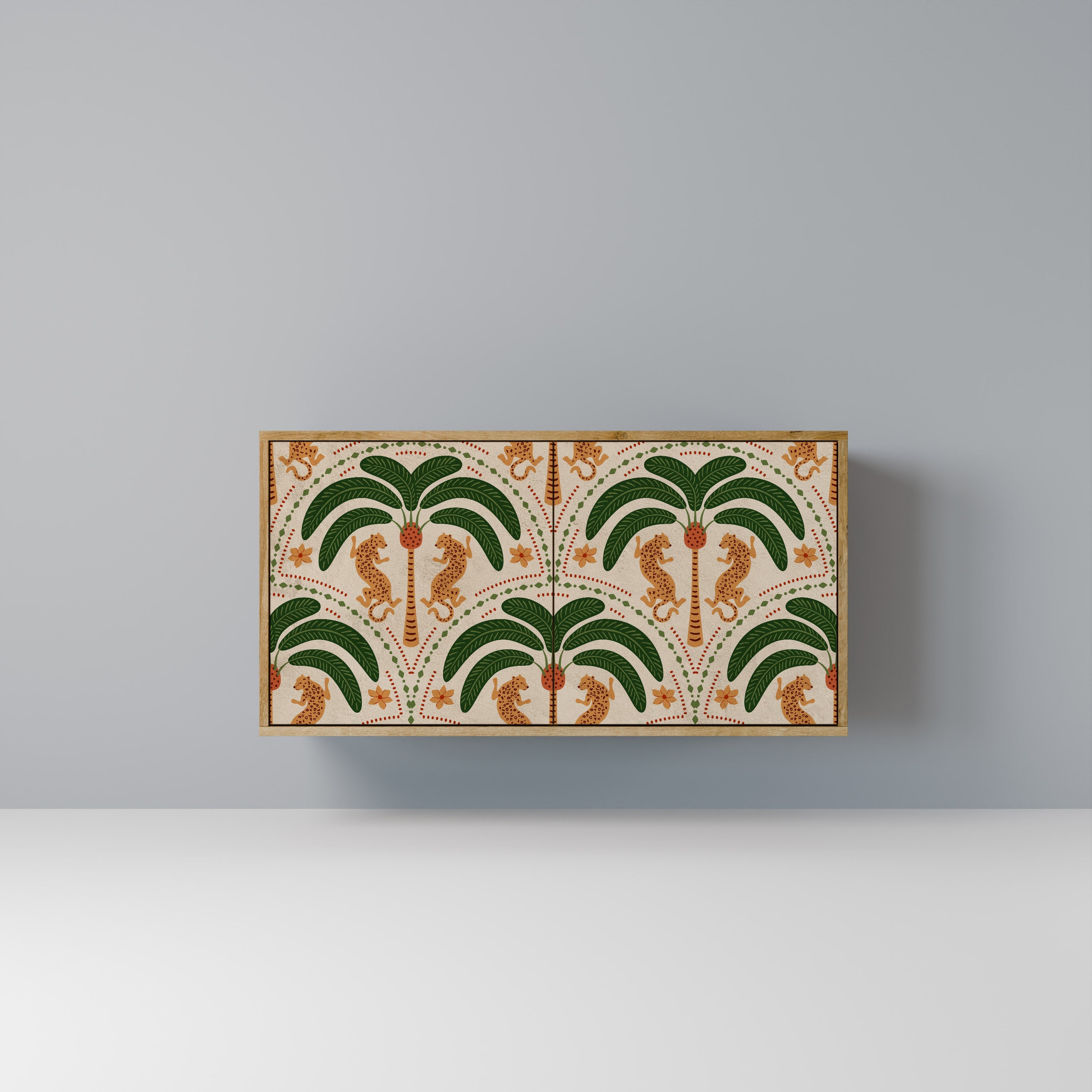 Buffet 2 portes DANCING PREDATORS effet chêne