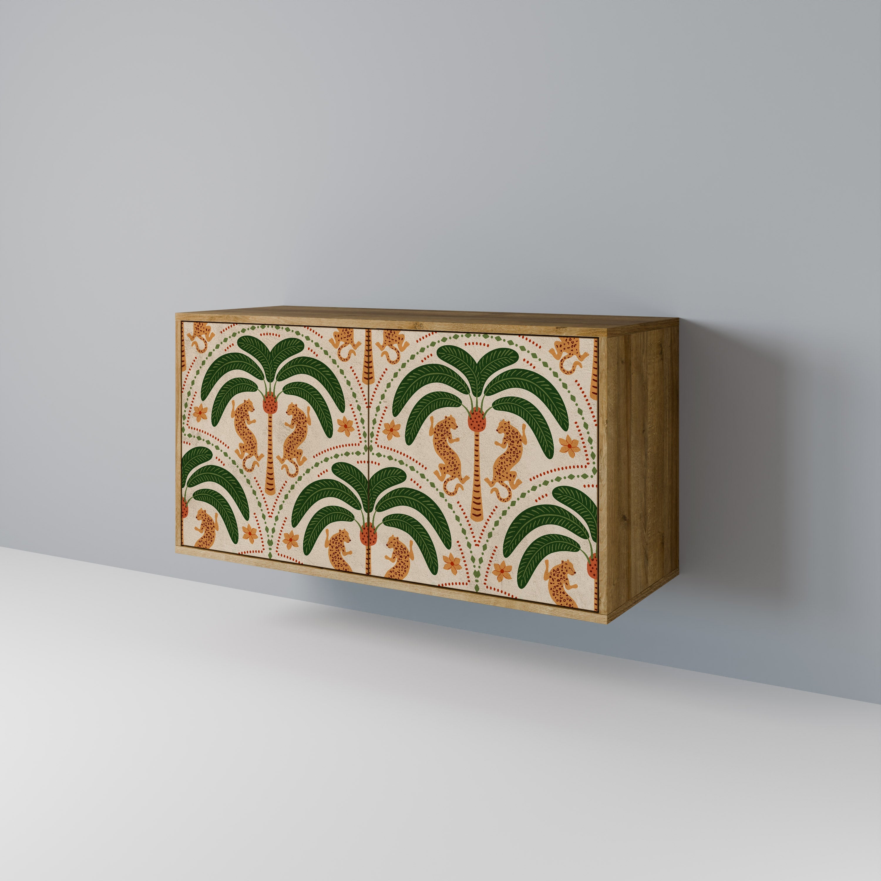 Buffet 2 portes DANCING PREDATORS effet chêne