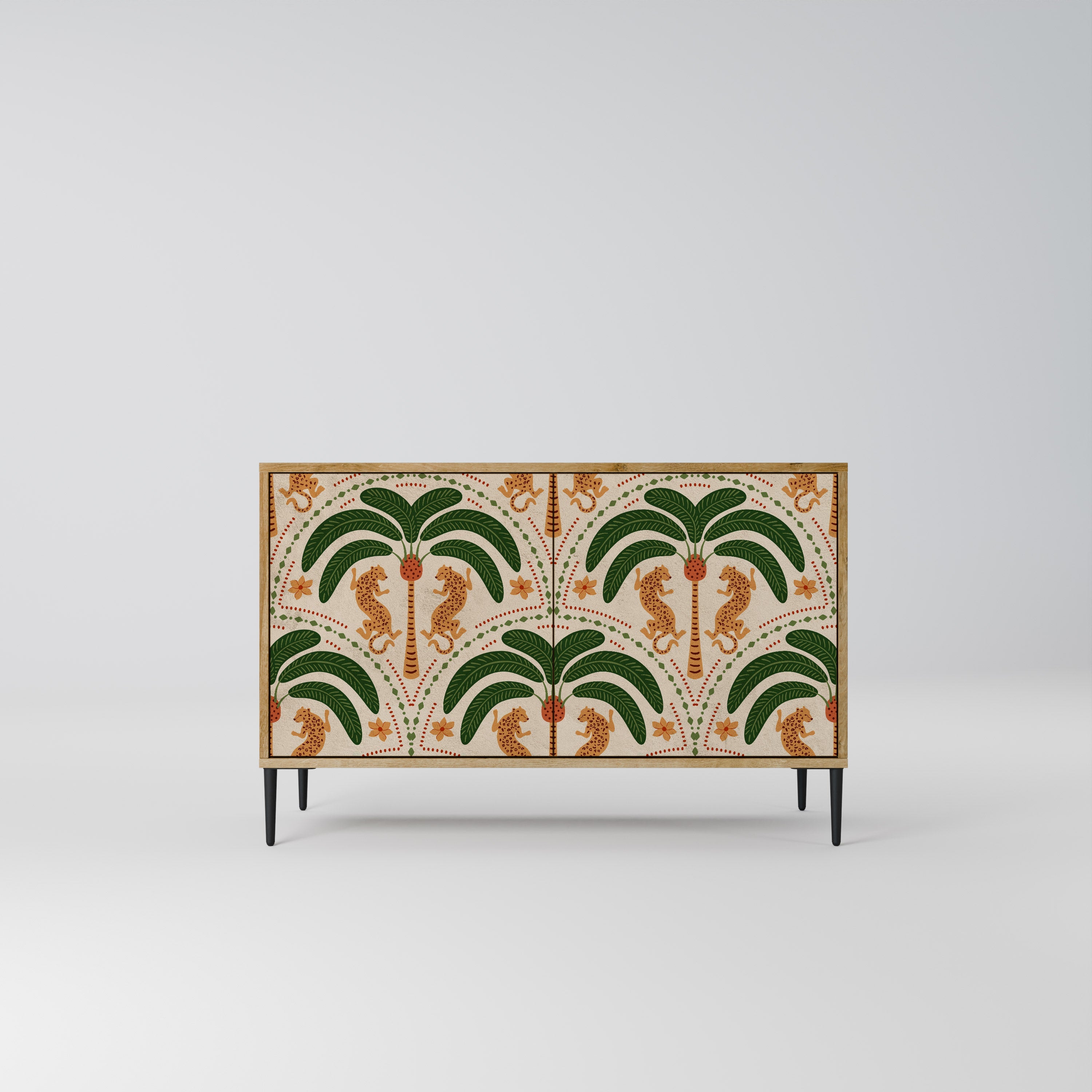 Buffet 2 portes DANCING PREDATORS effet chêne