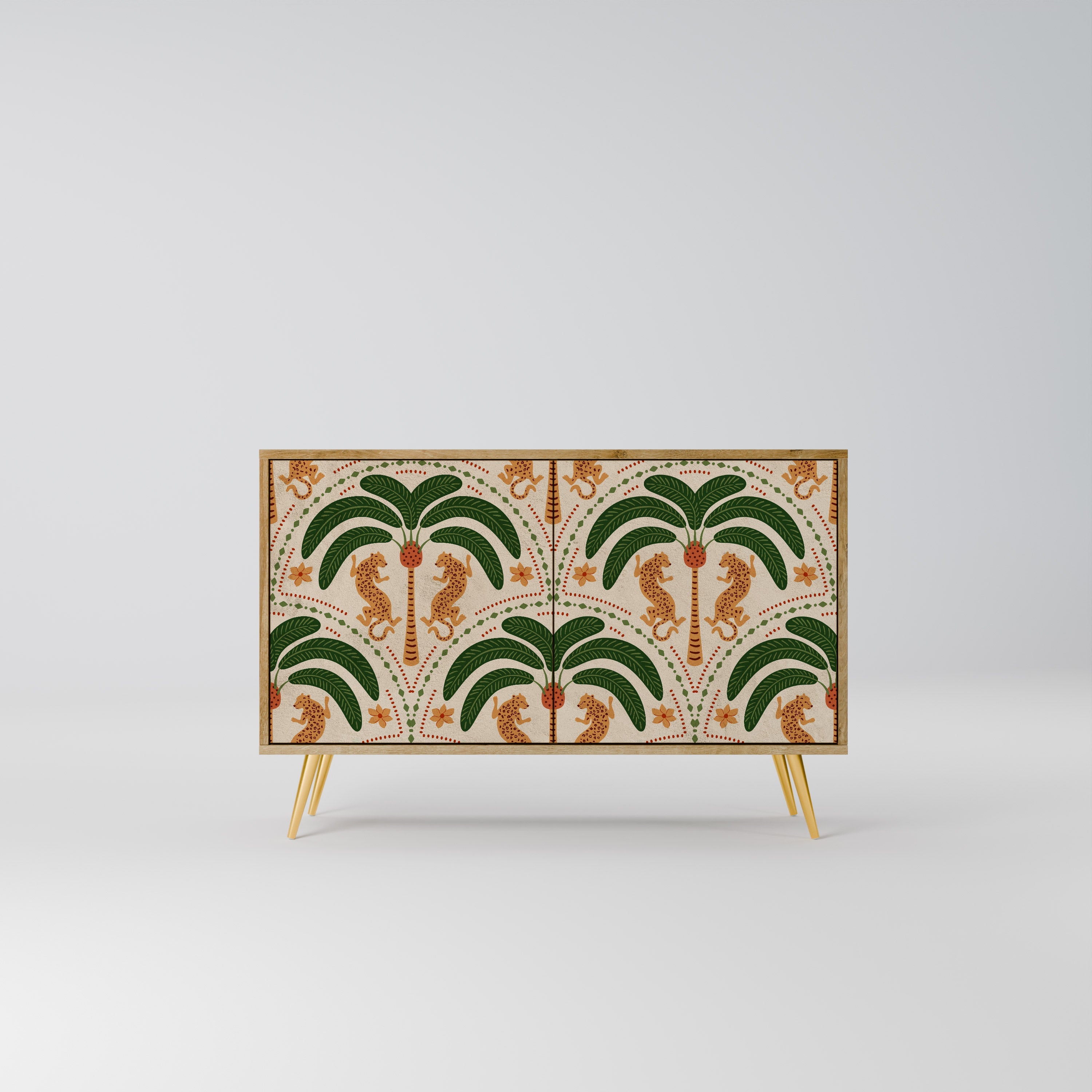 Buffet 2 portes DANCING PREDATORS effet chêne