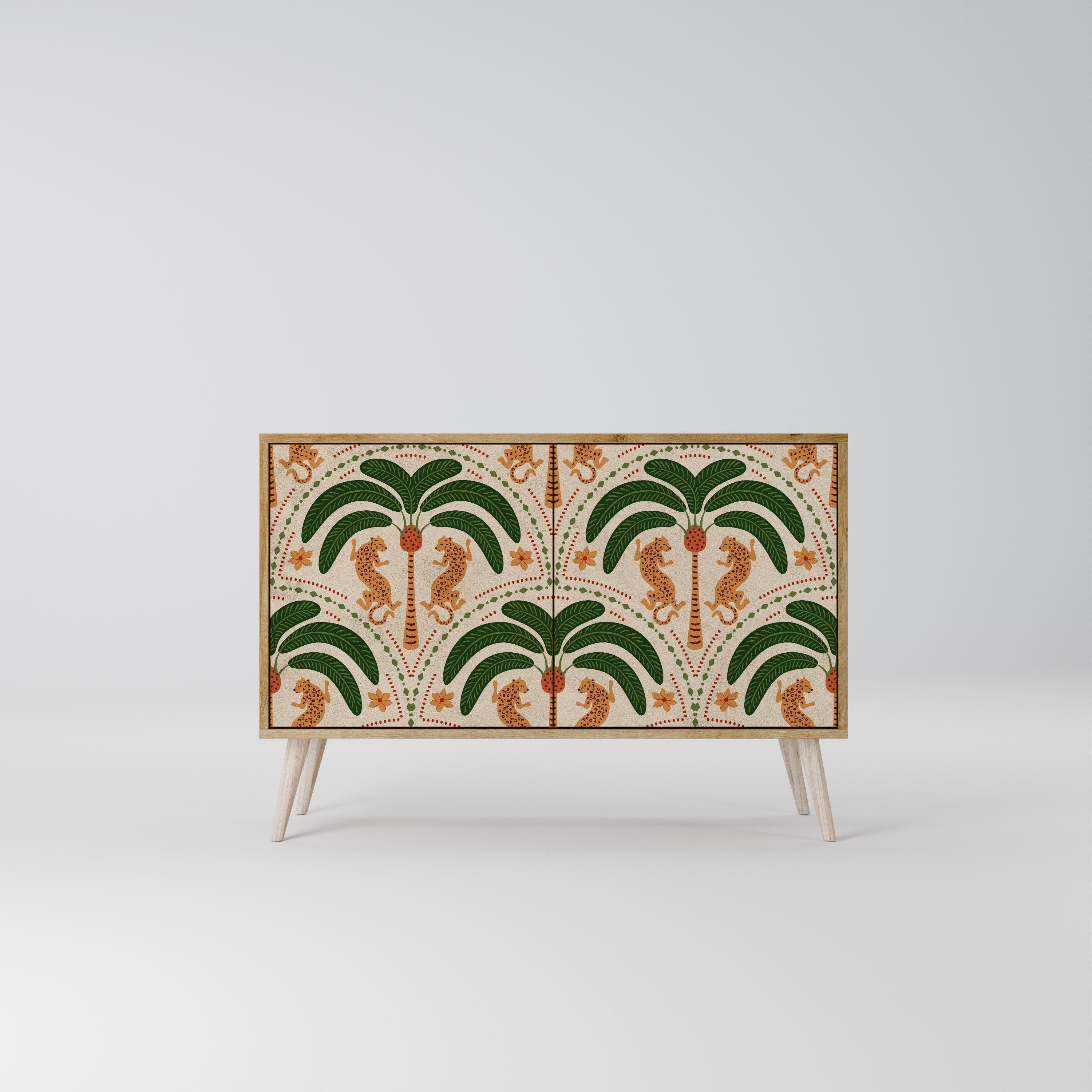 Buffet 2 portes DANCING PREDATORS effet chêne