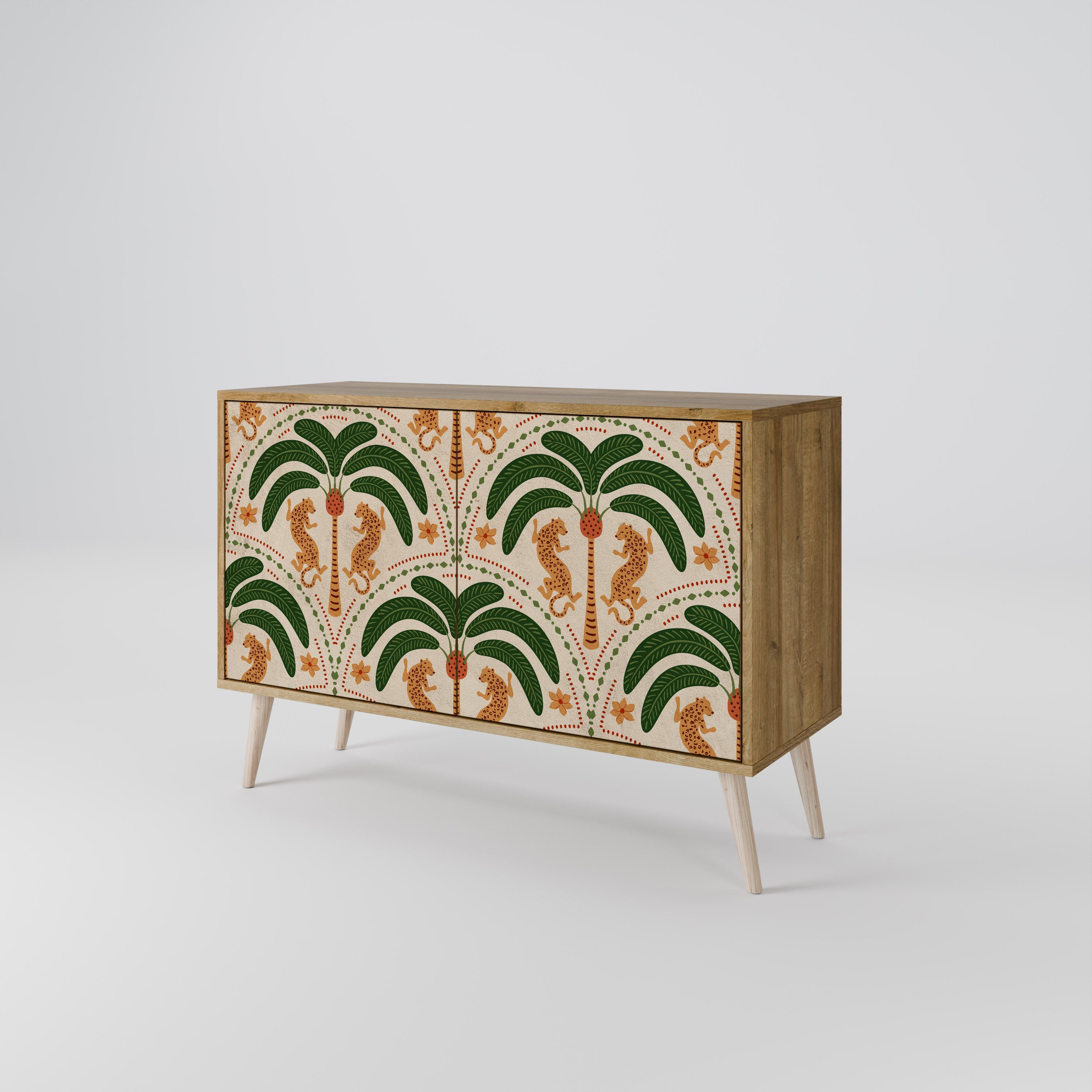 Buffet 2 portes DANCING PREDATORS effet chêne