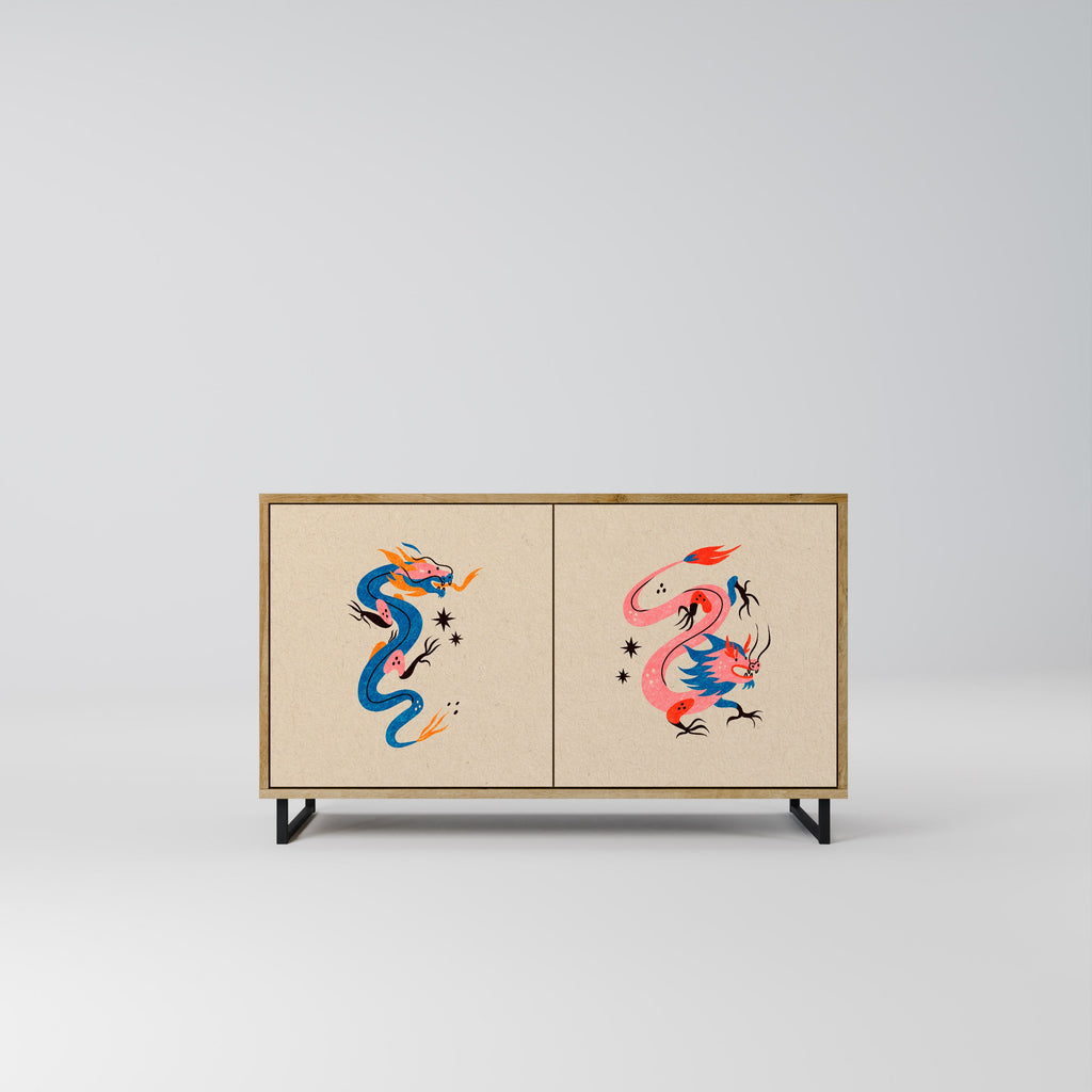 MYTHOLOGICAL CREATURES 2-Door Sideboard in Oak Effect