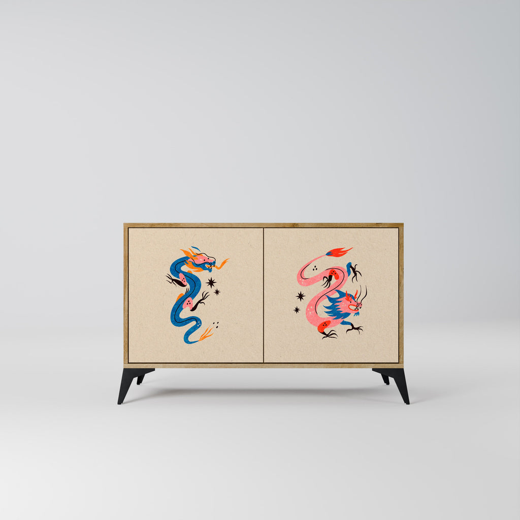 MYTHOLOGICAL CREATURES 2-Door Sideboard in Oak Effect