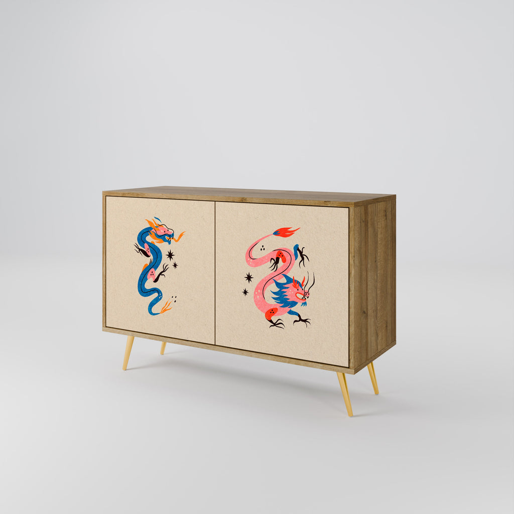 MYTHOLOGICAL CREATURES 2-Door Sideboard in Oak Effect