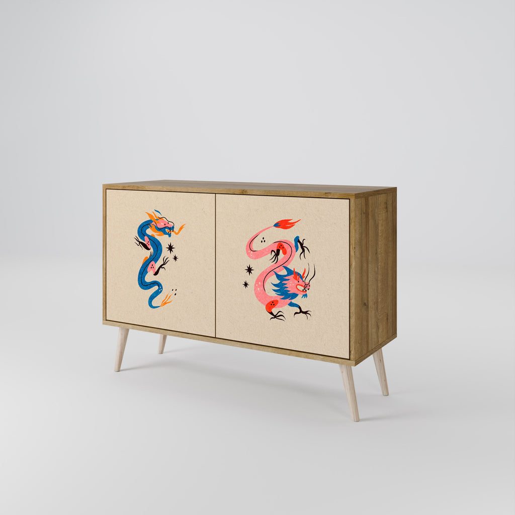 MYTHOLOGICAL CREATURES 2-Door Sideboard in Oak Effect