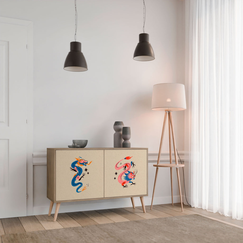 MYTHOLOGICAL CREATURES 2-Door Sideboard in Oak Effect