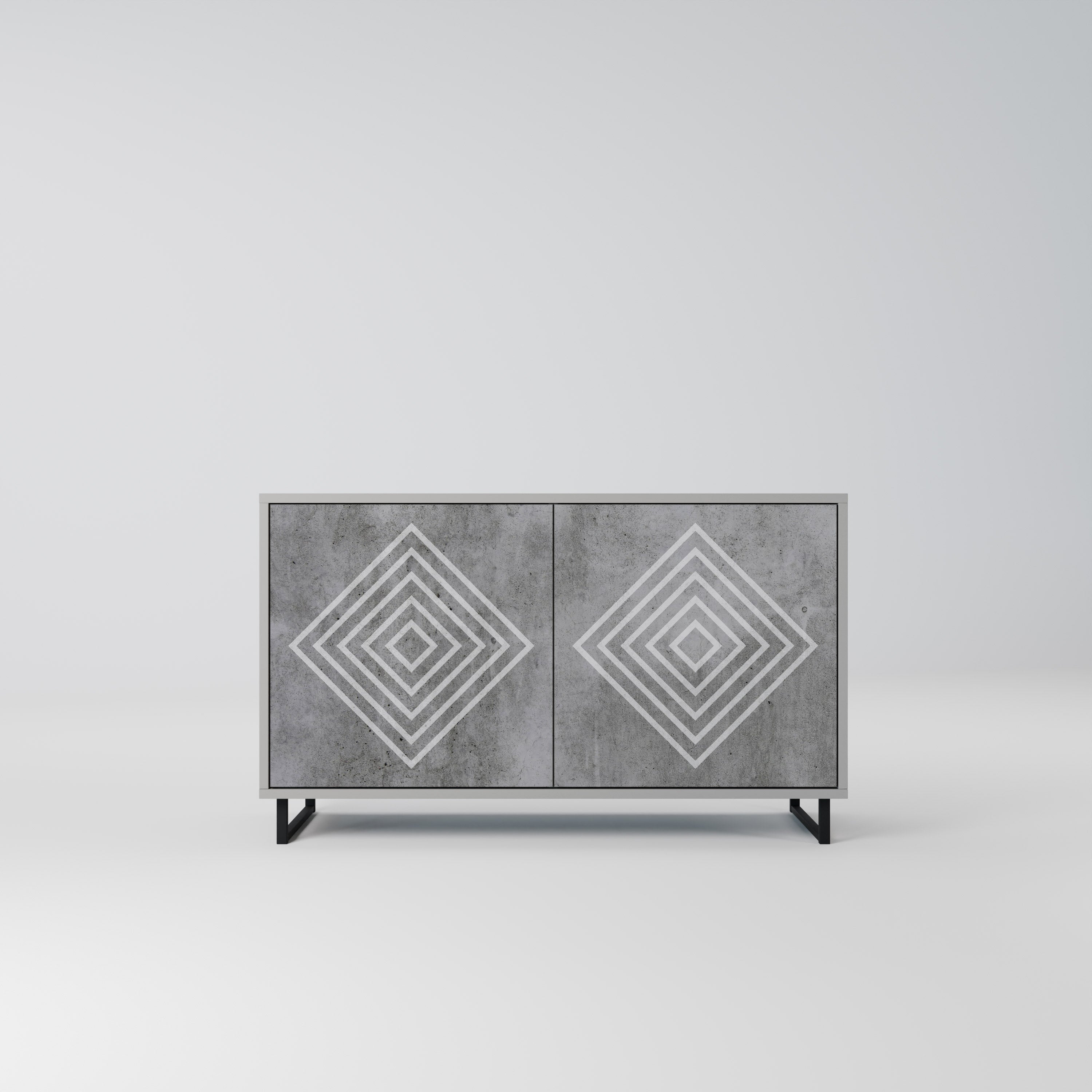Buffet 2 portes POLYGONAL ARTISTRY en finition grise