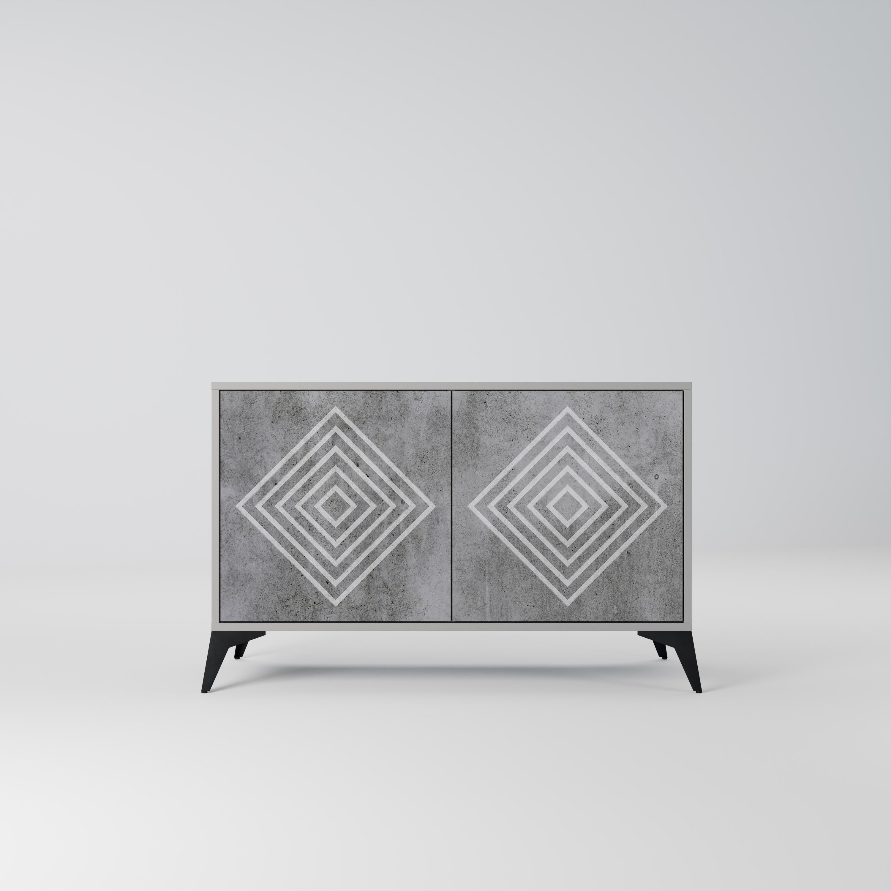 Buffet 2 portes POLYGONAL ARTISTRY en finition grise