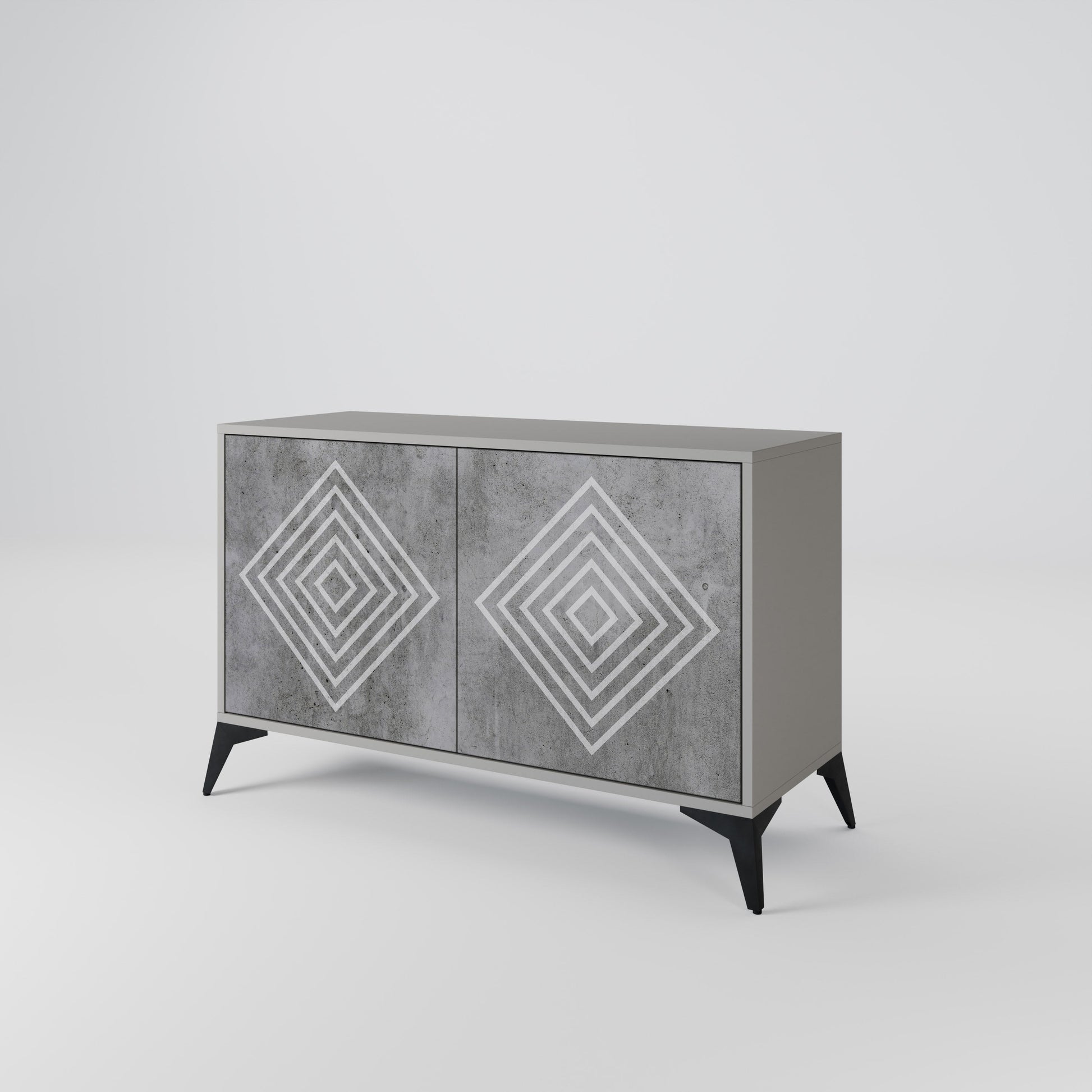 POLYGONAL ARTISTRY 2-Door Sideboard in Grey Finish