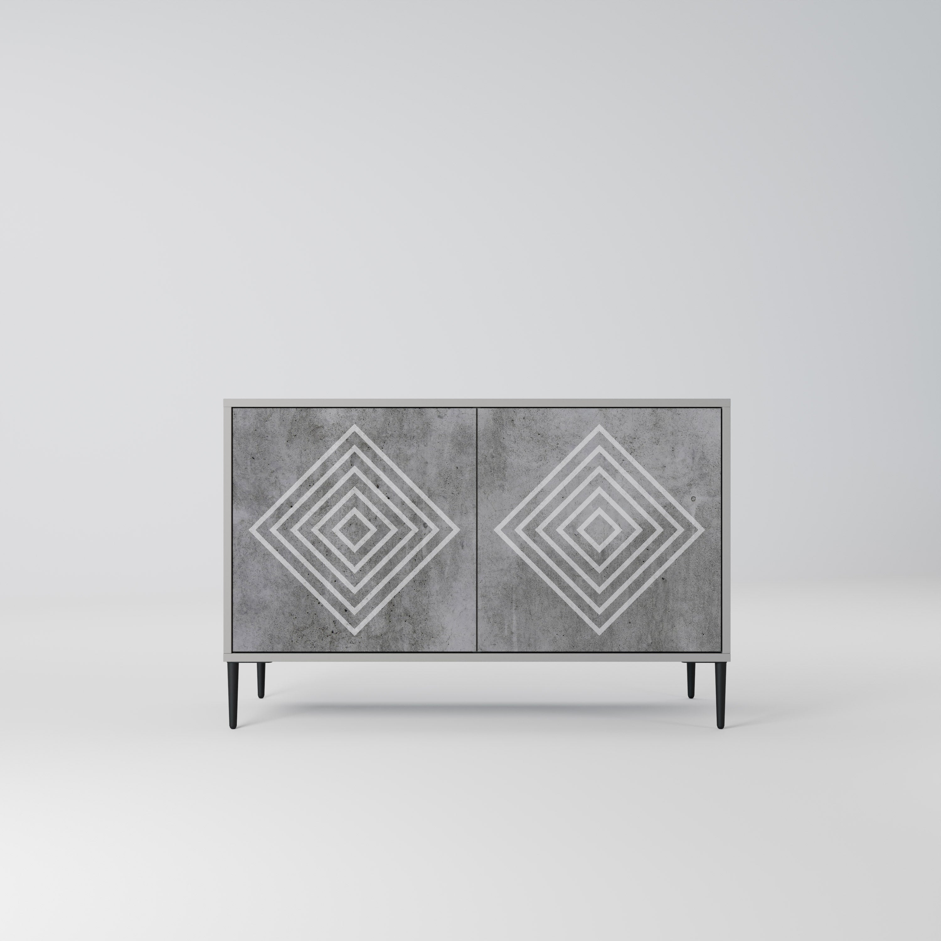 Buffet 2 portes POLYGONAL ARTISTRY en finition grise
