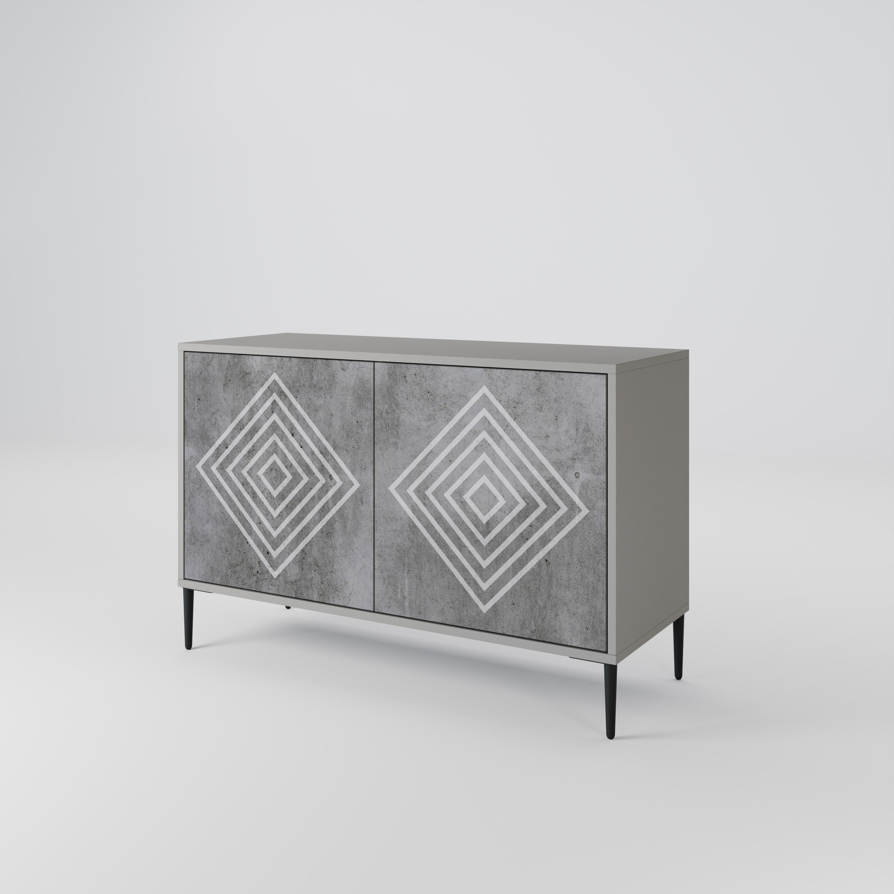 Buffet 2 portes POLYGONAL ARTISTRY en finition grise