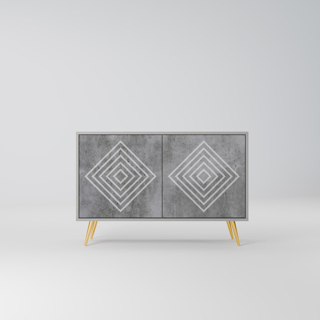 POLYGONAL ARTISTRY 2-Door Sideboard in Grey Finish