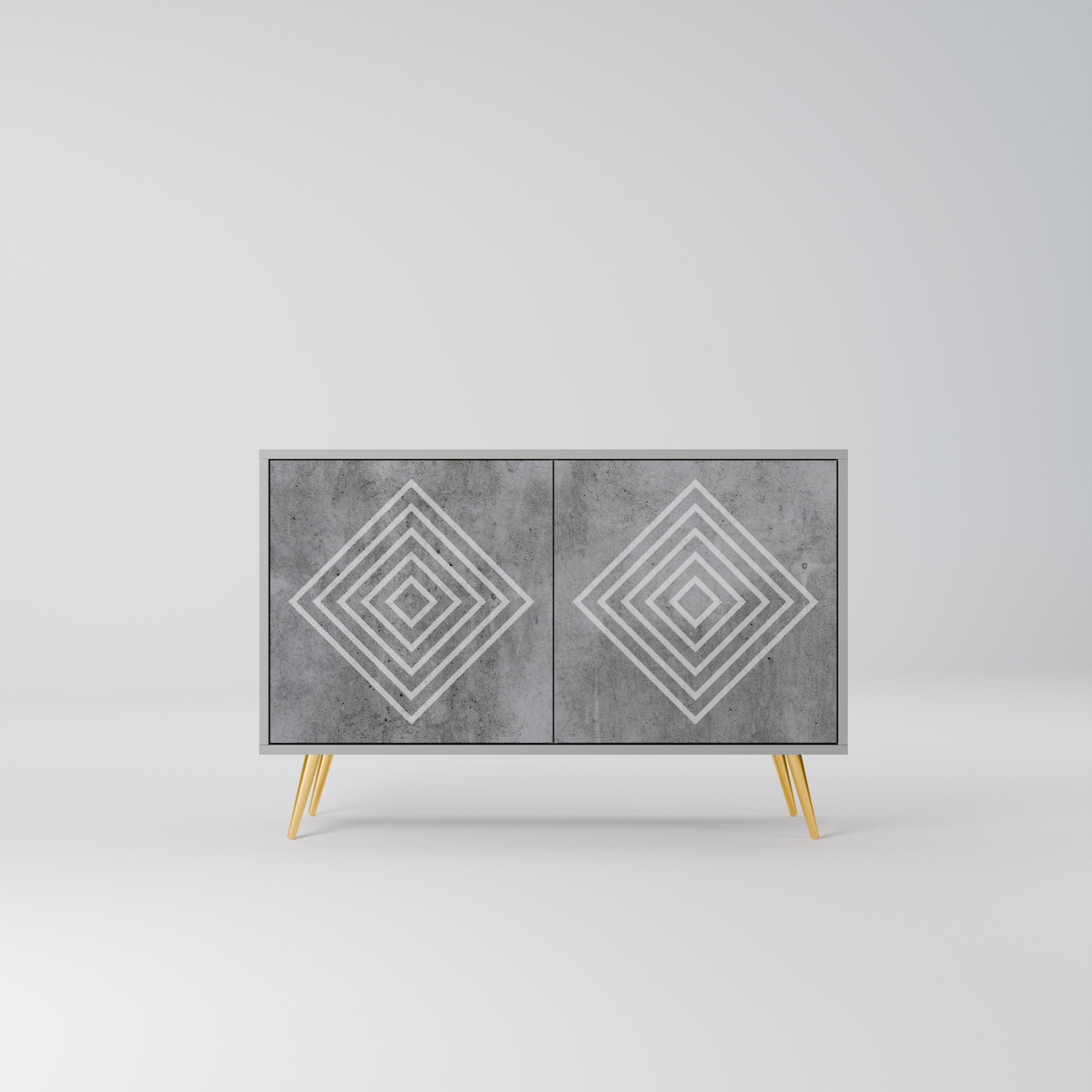 Buffet 2 portes POLYGONAL ARTISTRY en finition grise