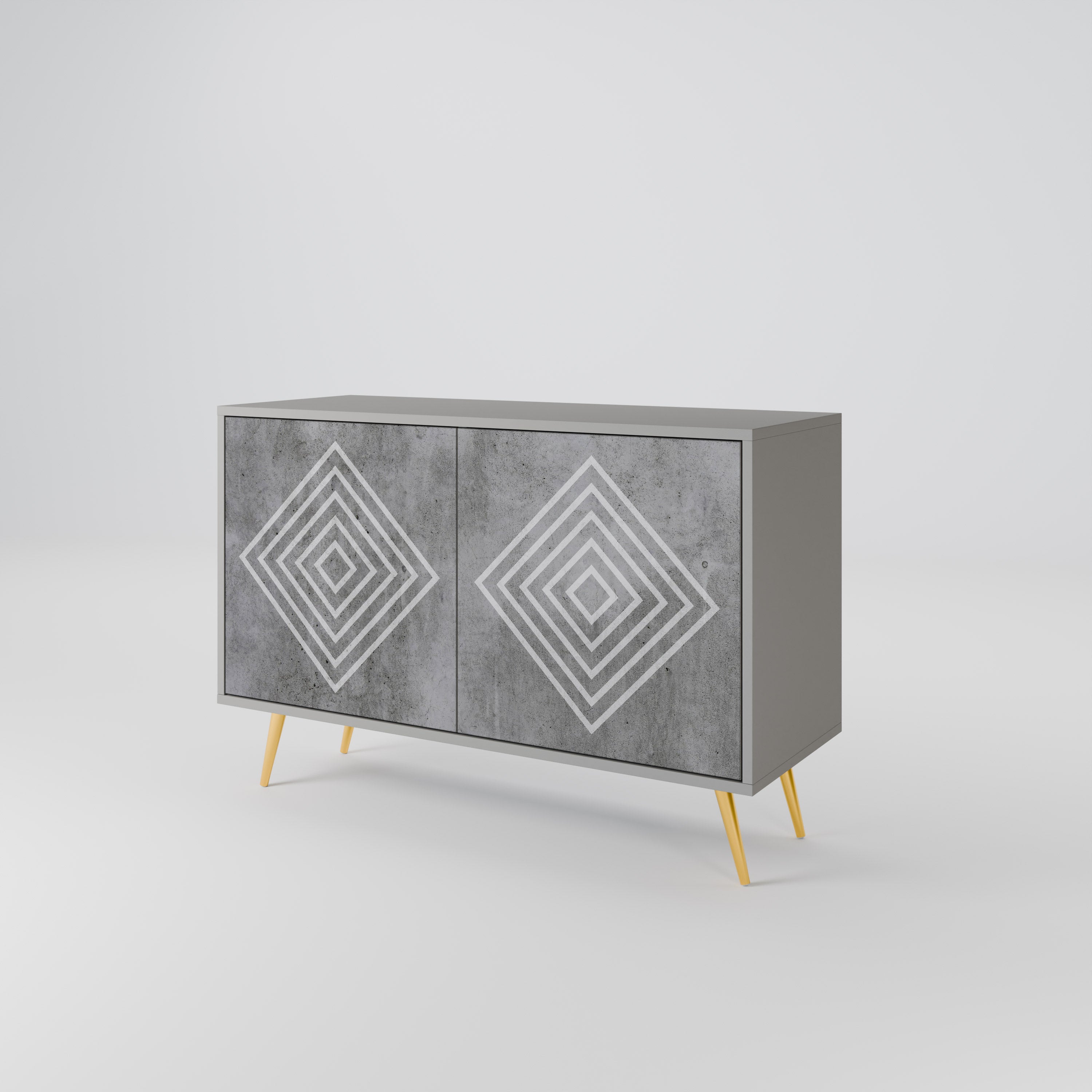 Buffet 2 portes POLYGONAL ARTISTRY en finition grise