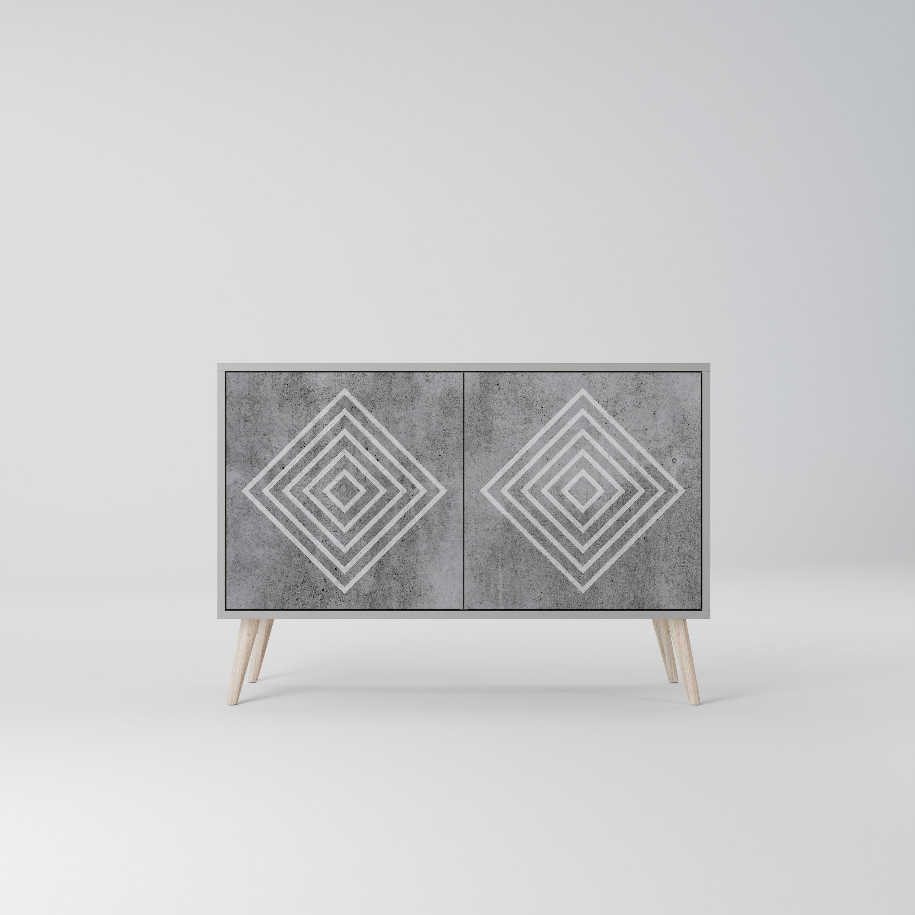 Buffet 2 portes POLYGONAL ARTISTRY en finition grise
