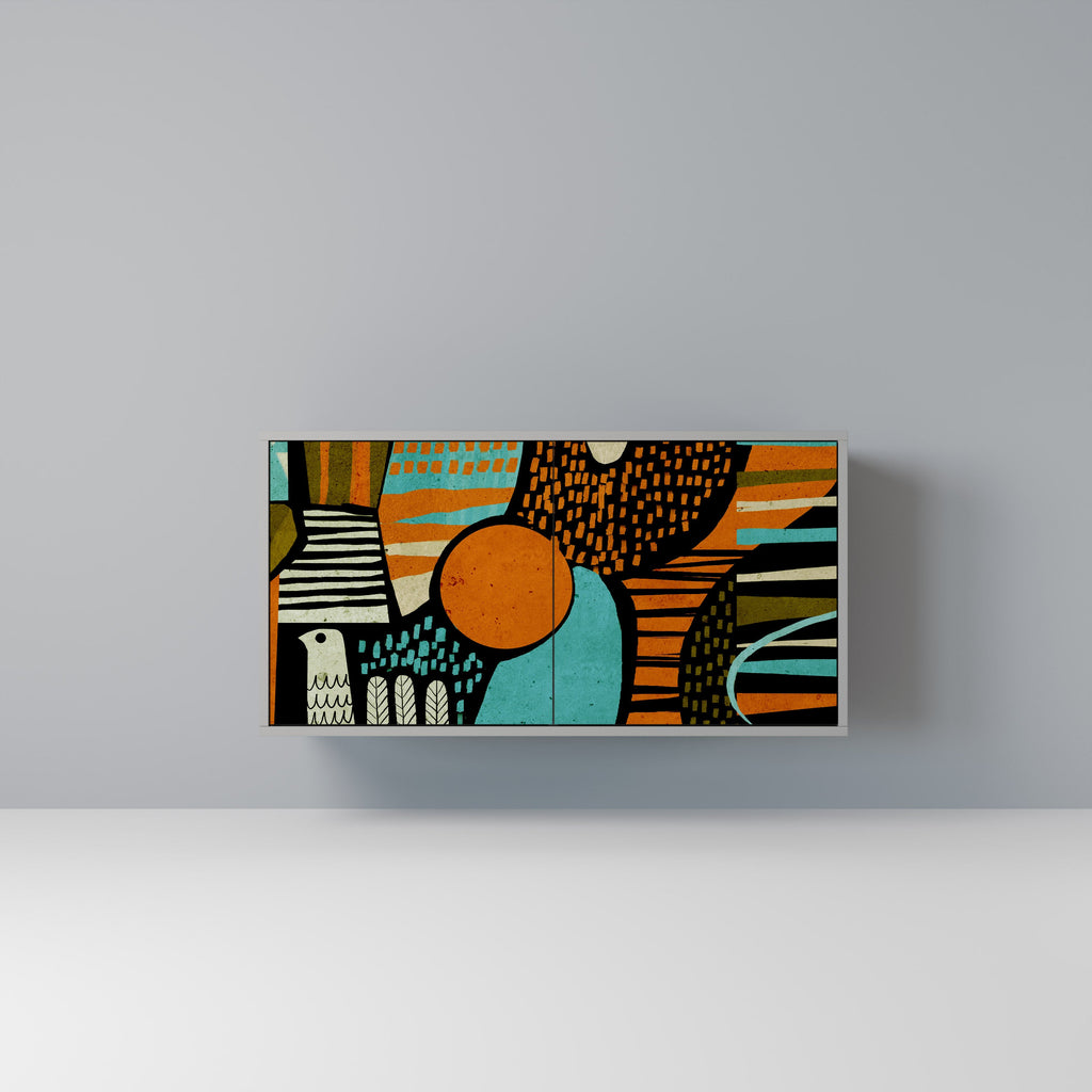 Buffet 2 portes GEODE GLIMMER finition grise