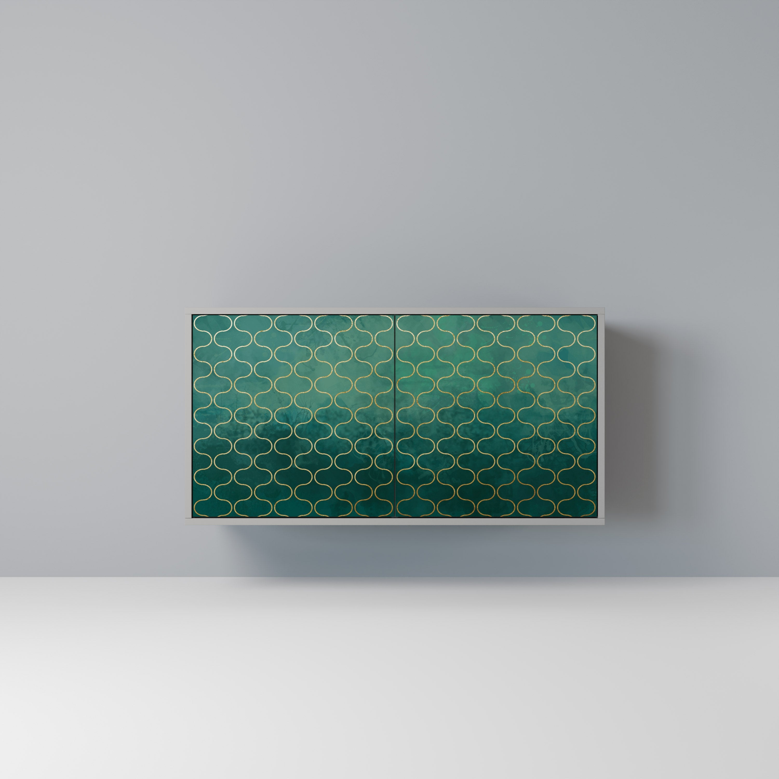 Buffet 2 portes TESSELATED GREENERY, finition grise