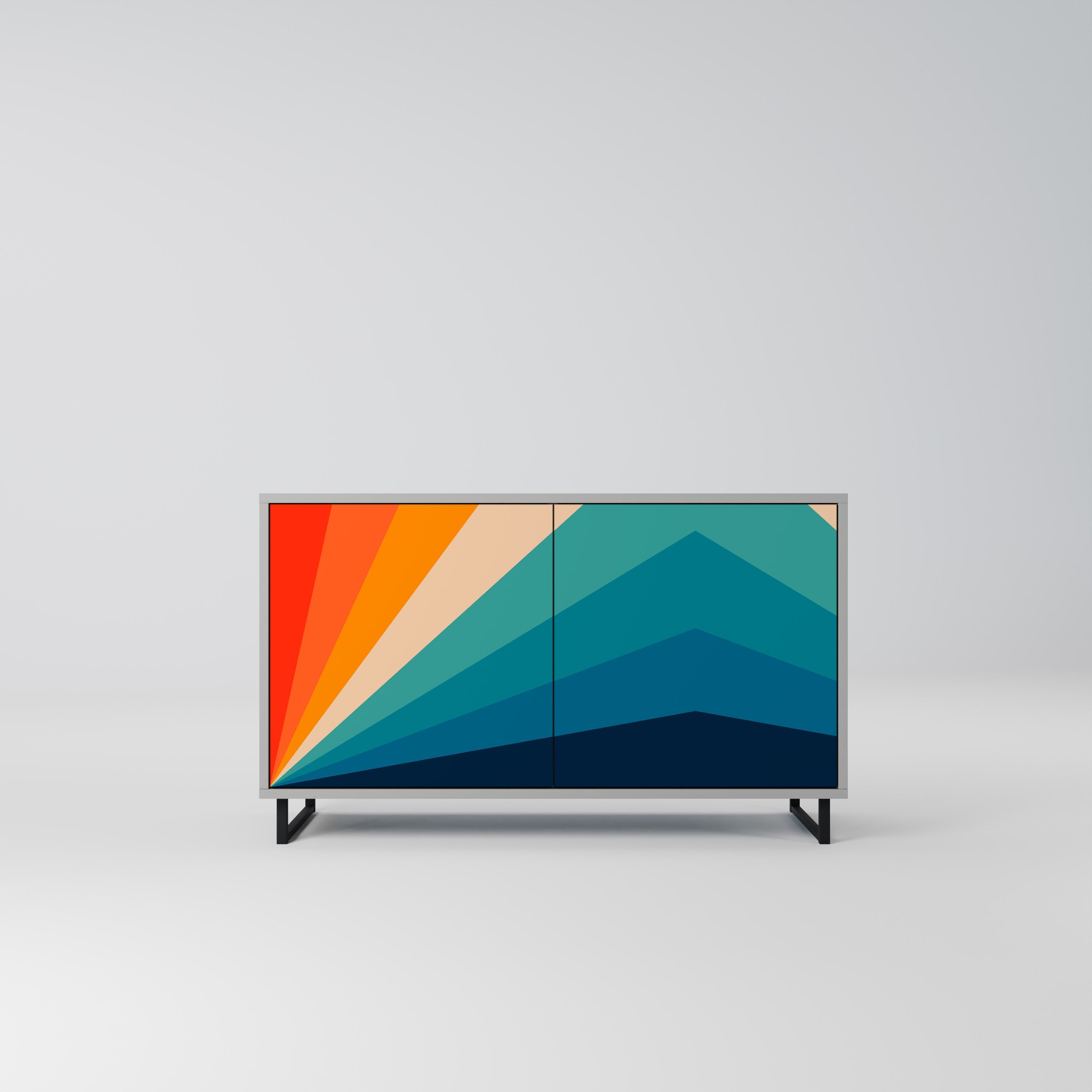 Buffet 2 portes PRISM CONCUSSION finition grise