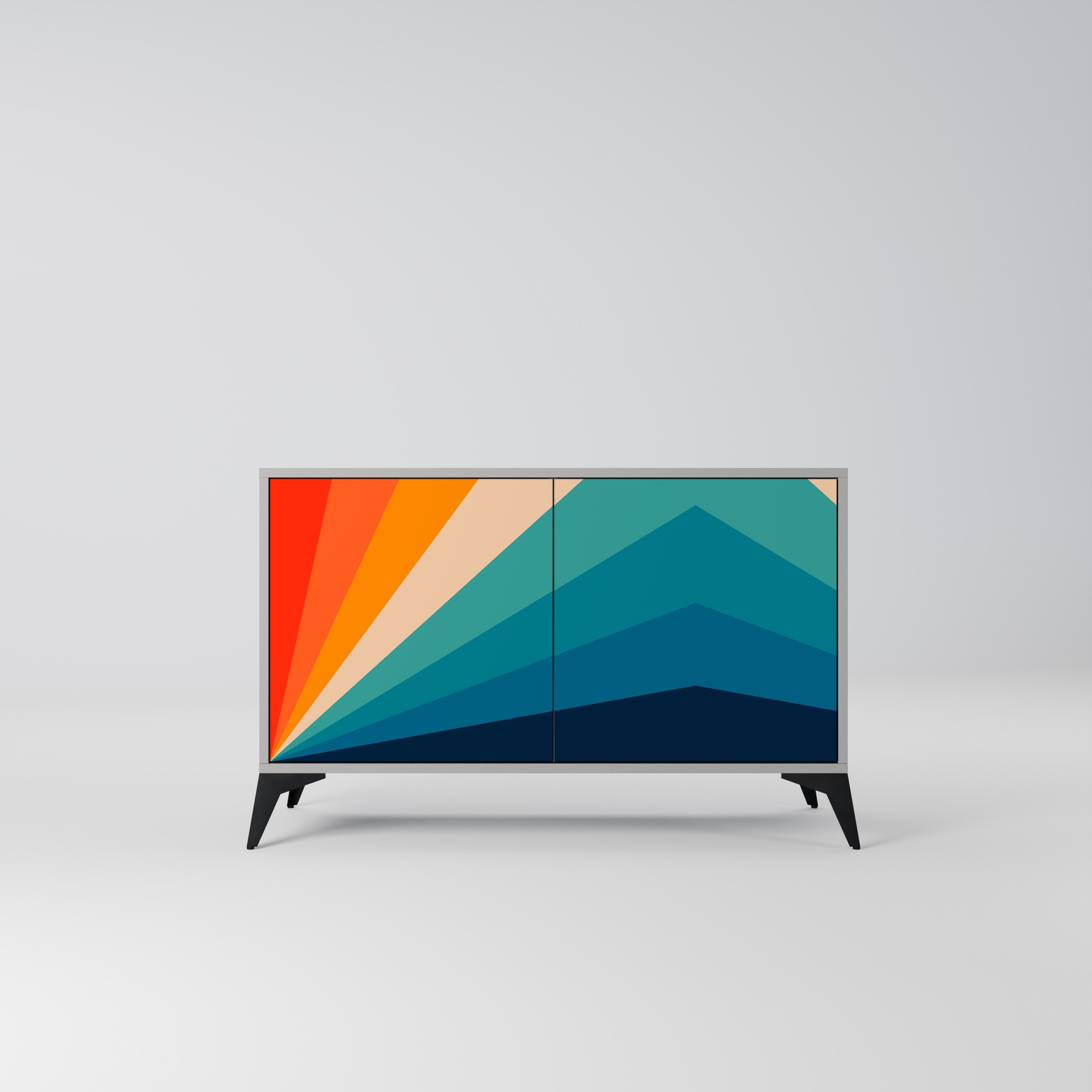 Buffet 2 portes PRISM CONCUSSION finition grise