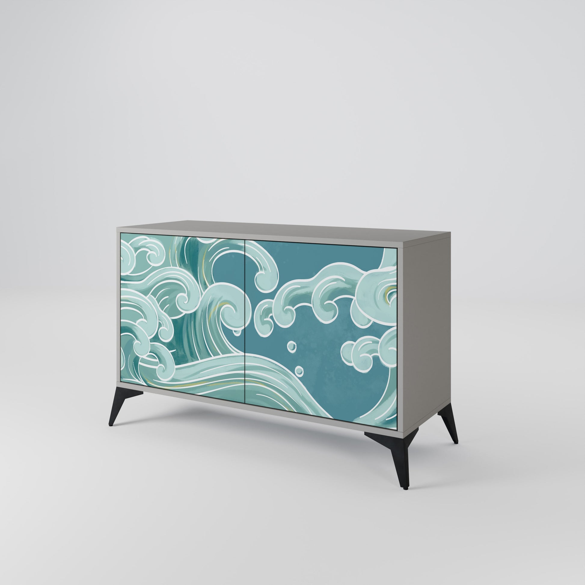 ASIAN SWAY 2-Door Sideboard in Grey Finish