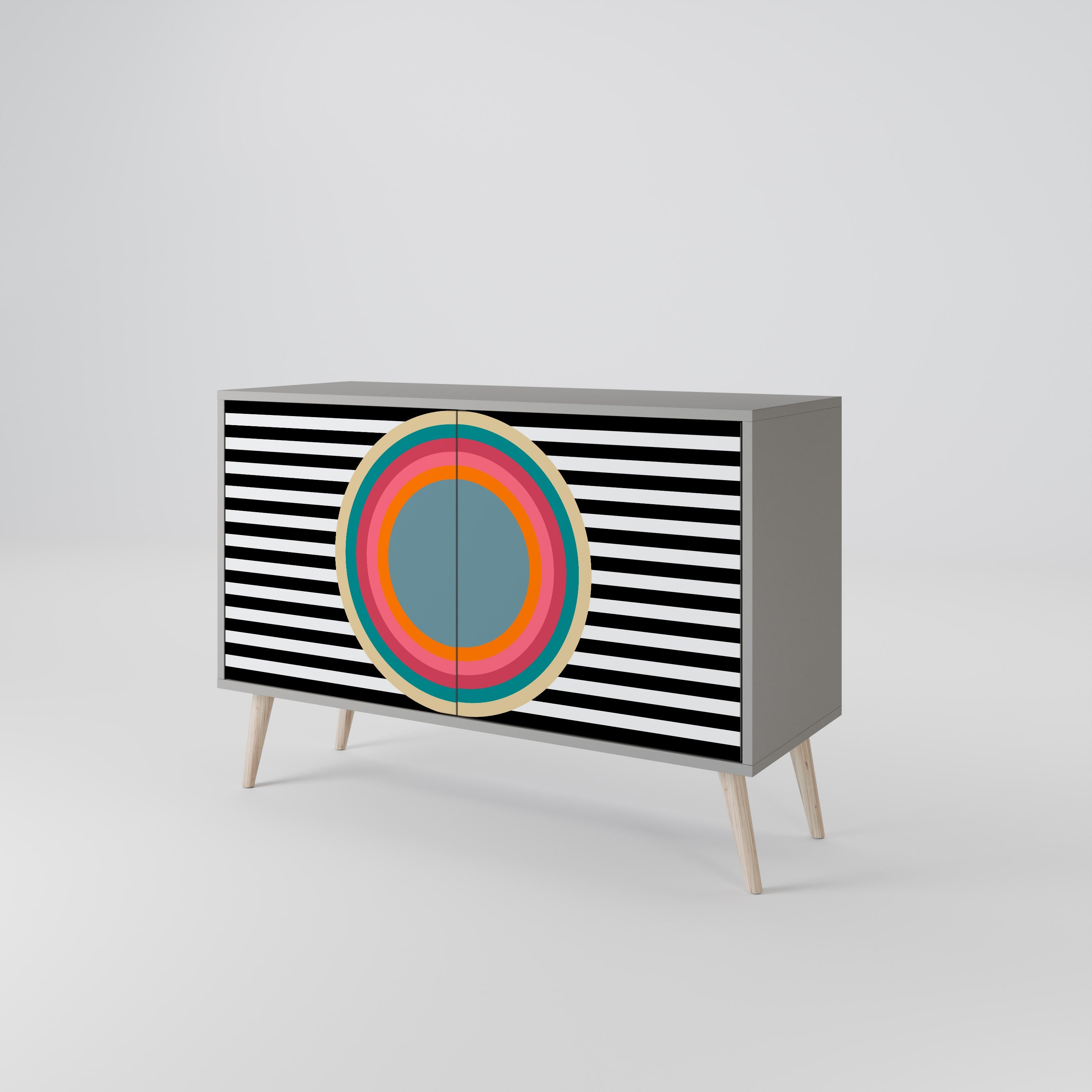 Buffet 2 portes SPECTRA SHOWCASE finition grise