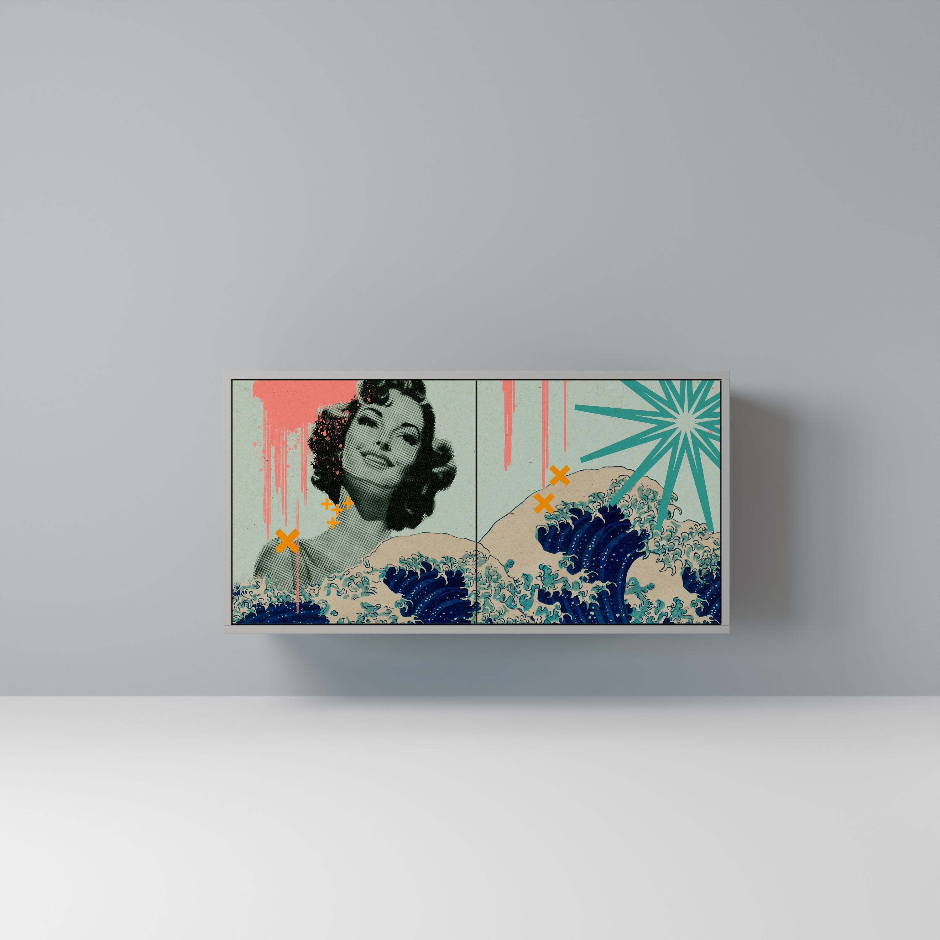 Buffet 2 portes KANAGAWA BEAUTY finition grise