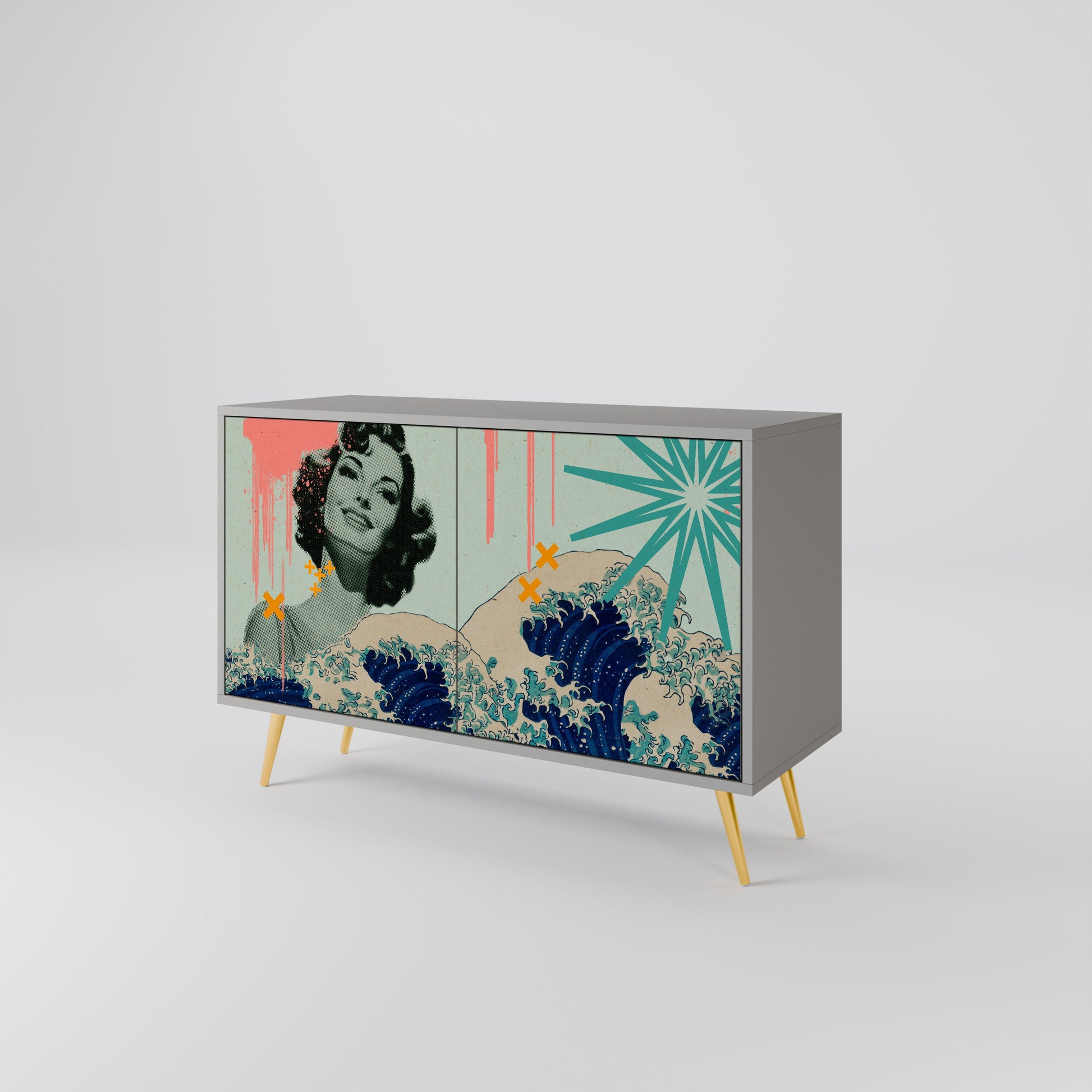 KANAGAWA BEAUTY 2-Door Sideboard in Grey Finish