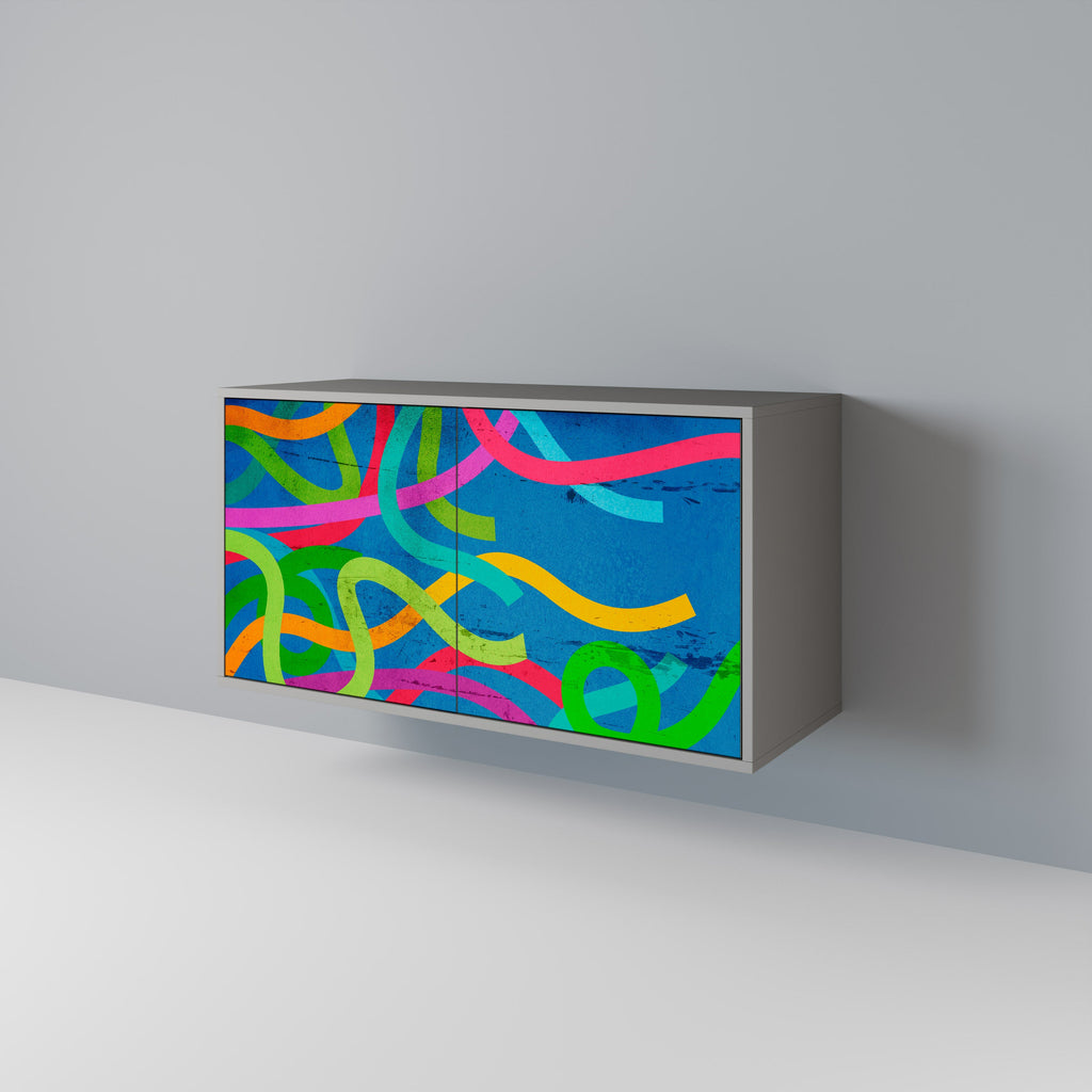 Buffet 2 portes STREAMER TANGLE finition grise