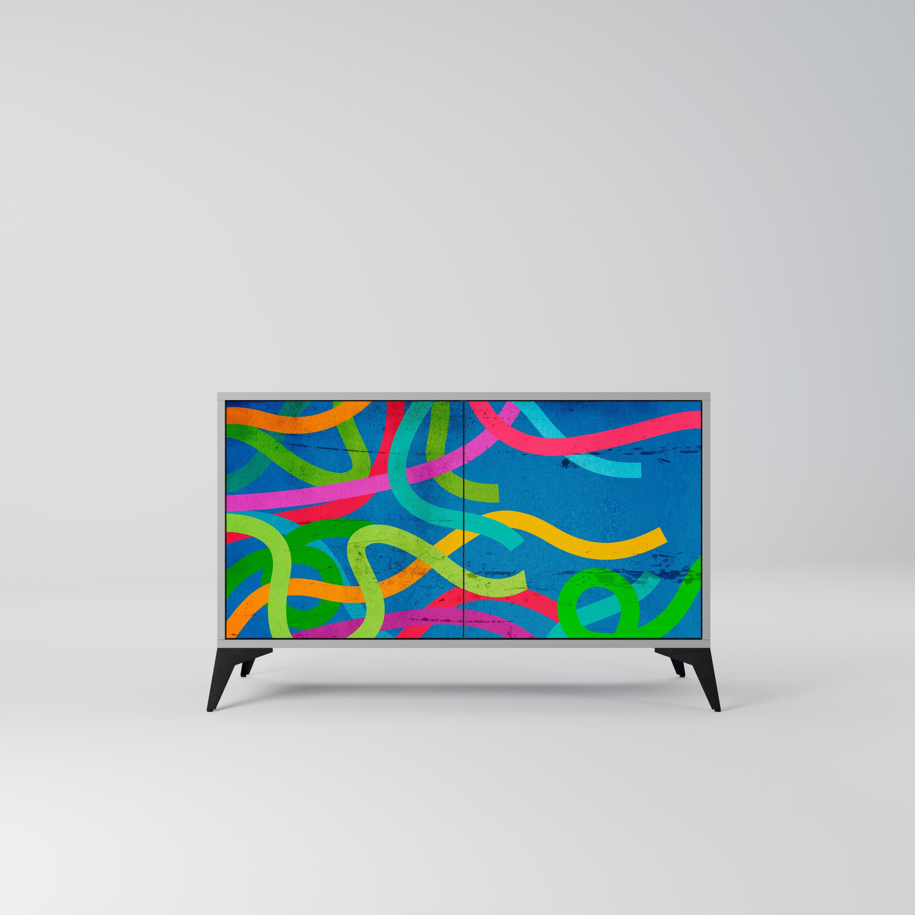 Buffet 2 portes STREAMER TANGLE finition grise