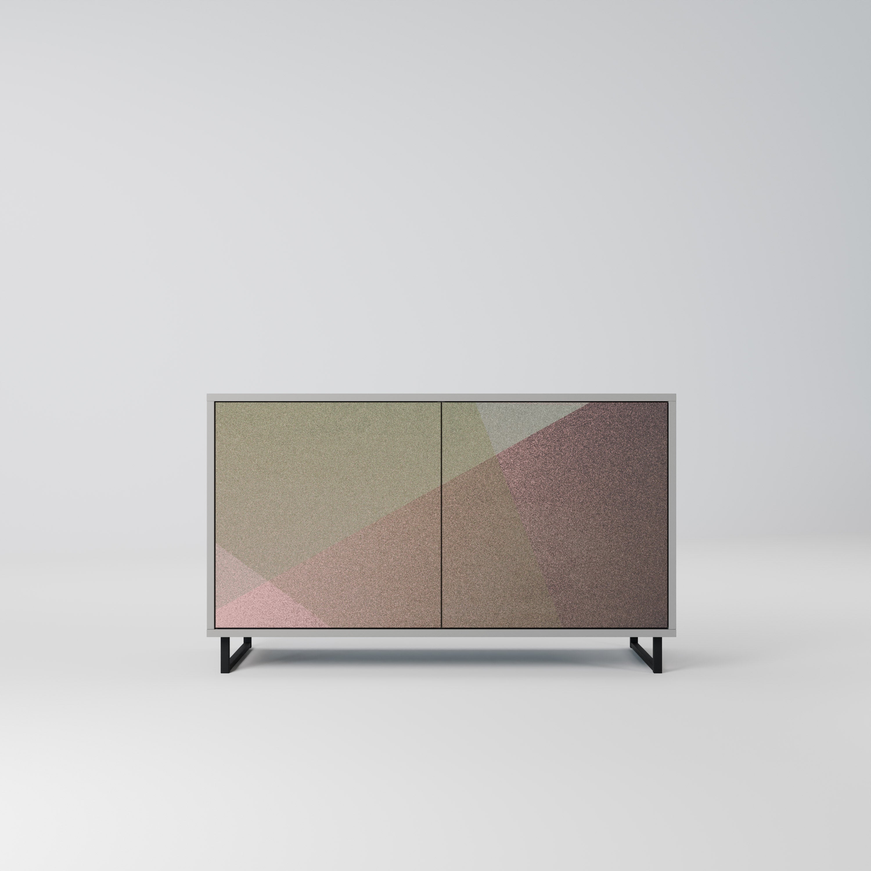 BEIGE GEOMETRY 2-Door Sideboard in Grey Finish