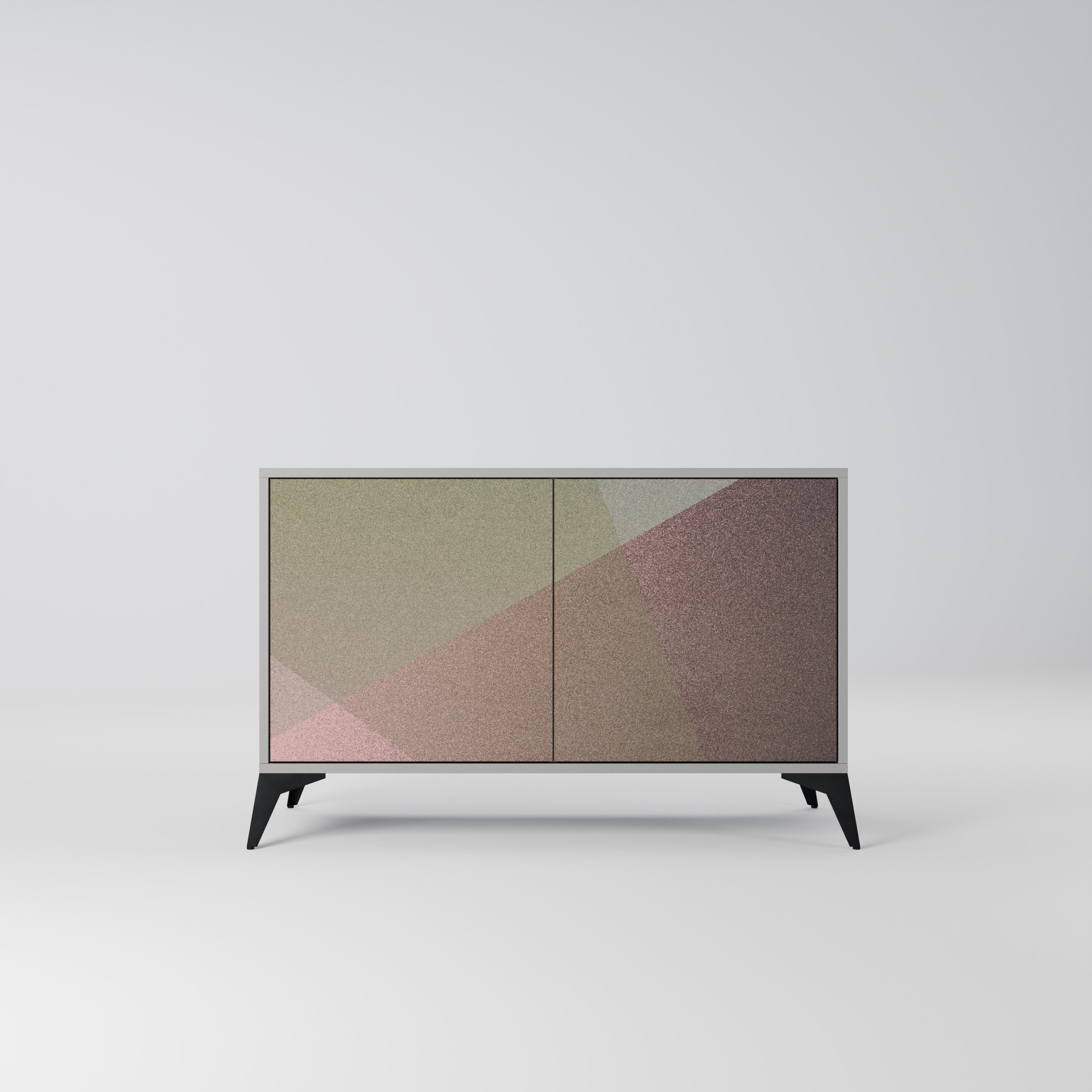 BEIGE GEOMETRY 2-Door Sideboard in Grey Finish