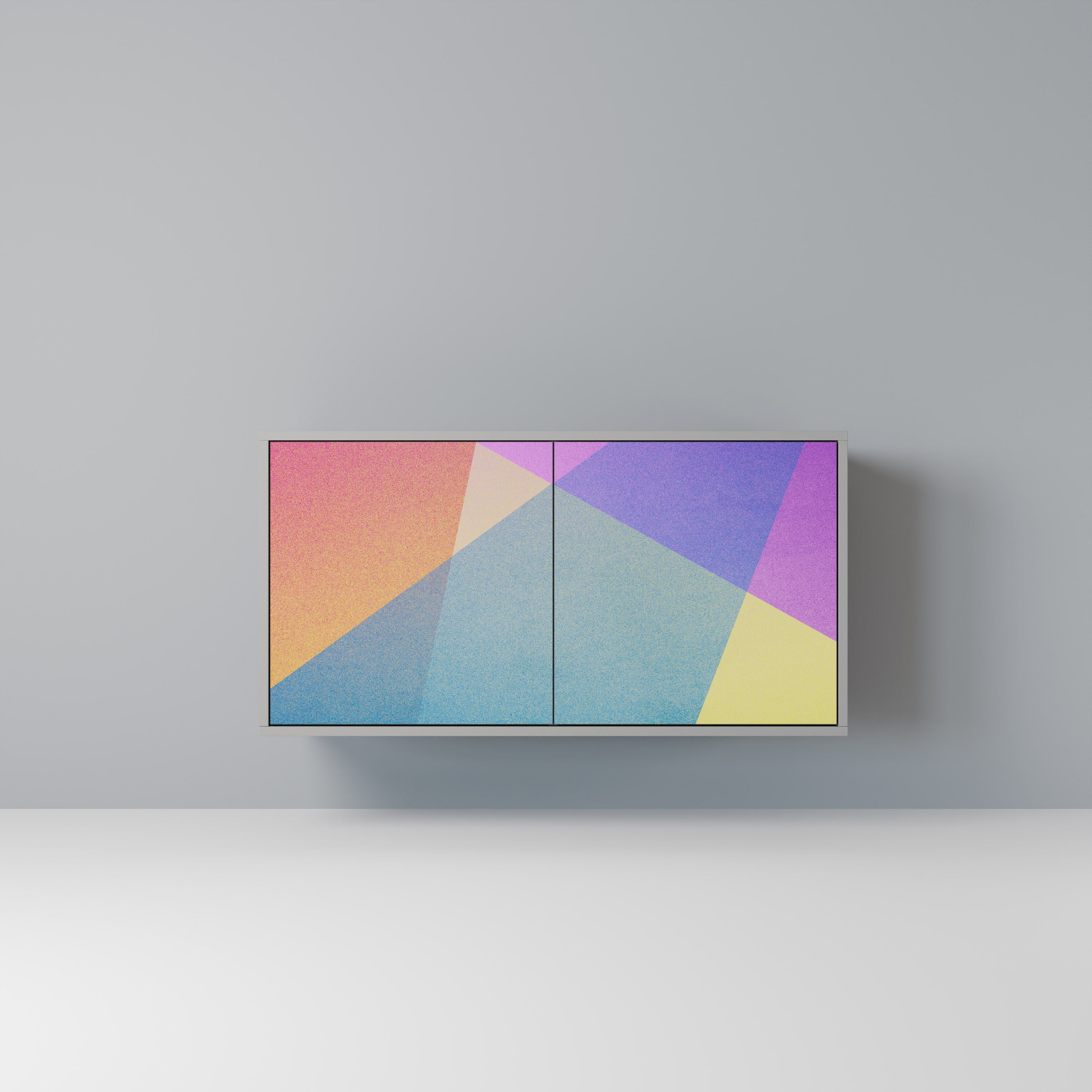 Buffet 2 portes BRIGHT GEOMETRY en finition grise