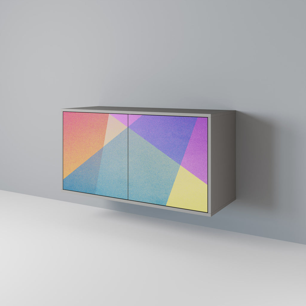 Buffet 2 portes BRIGHT GEOMETRY en finition grise