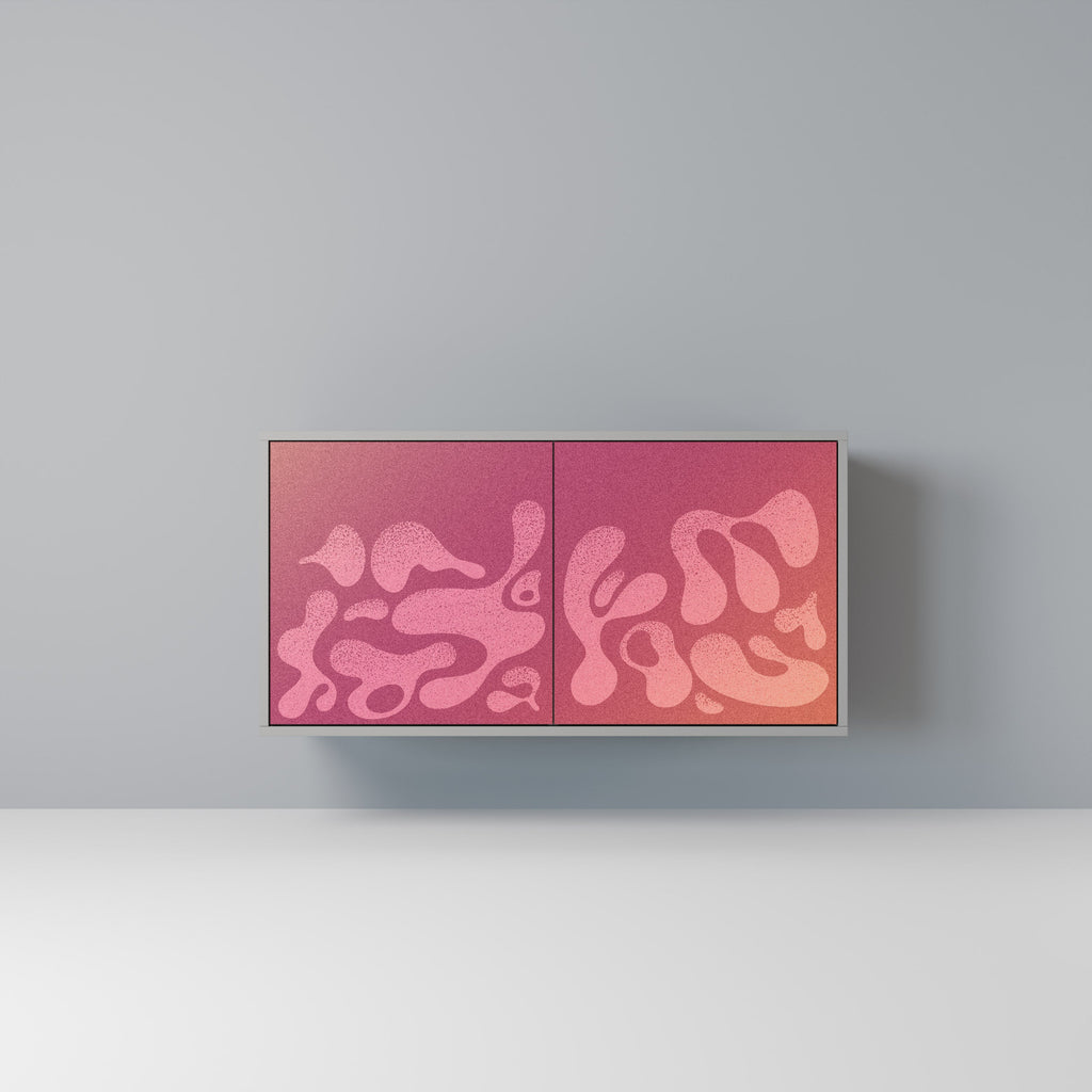 Buffet 2 portes IRREGULAR PINK finition grise