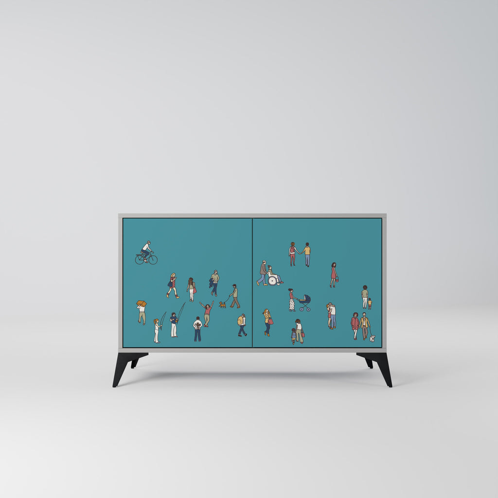 Buffet 2 portes COLLECTIVE STREAM finition grise