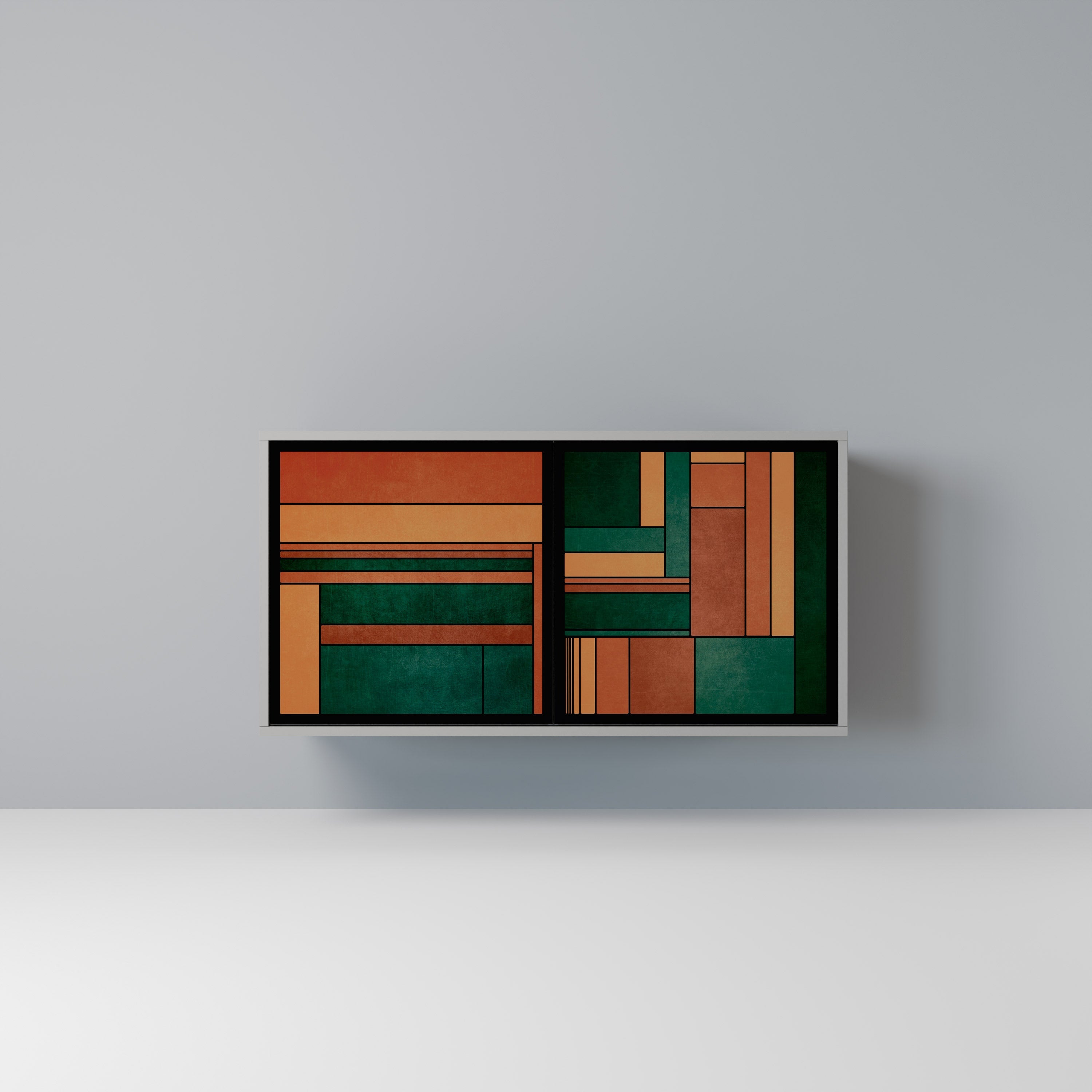 Buffet 2 portes EARTHY FIGURES en finition grise