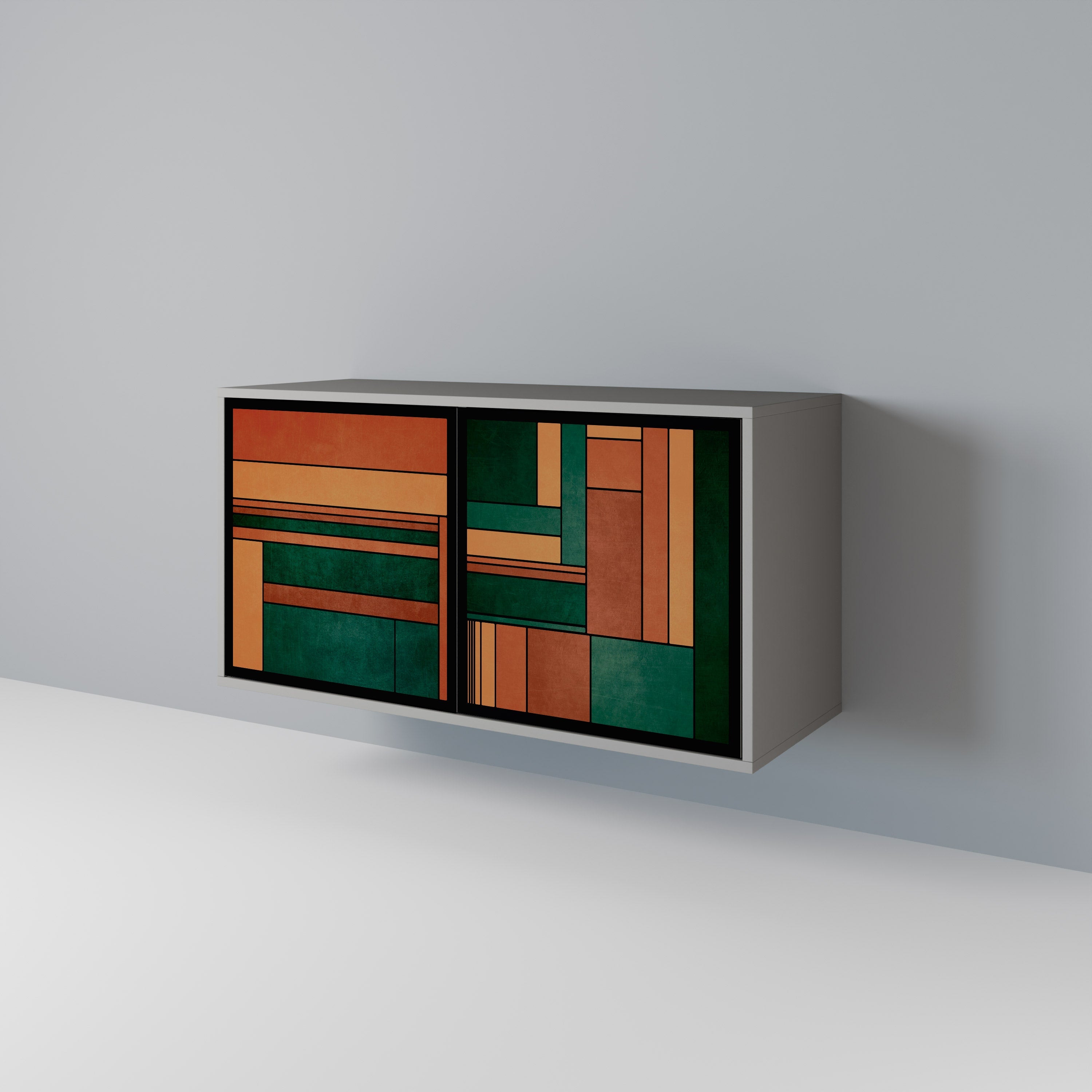 Buffet 2 portes EARTHY FIGURES en finition grise