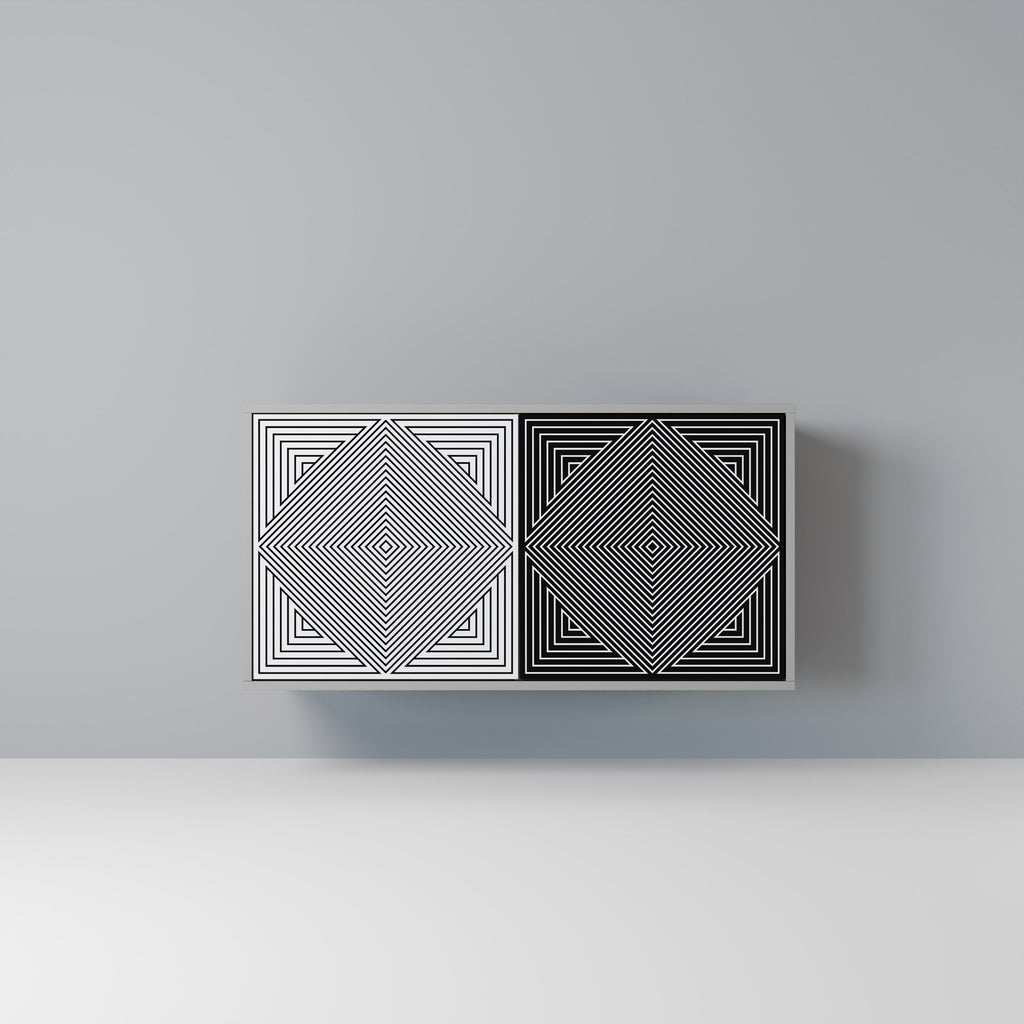 Buffet 2 portes POLYGON ILLUSION finition grise