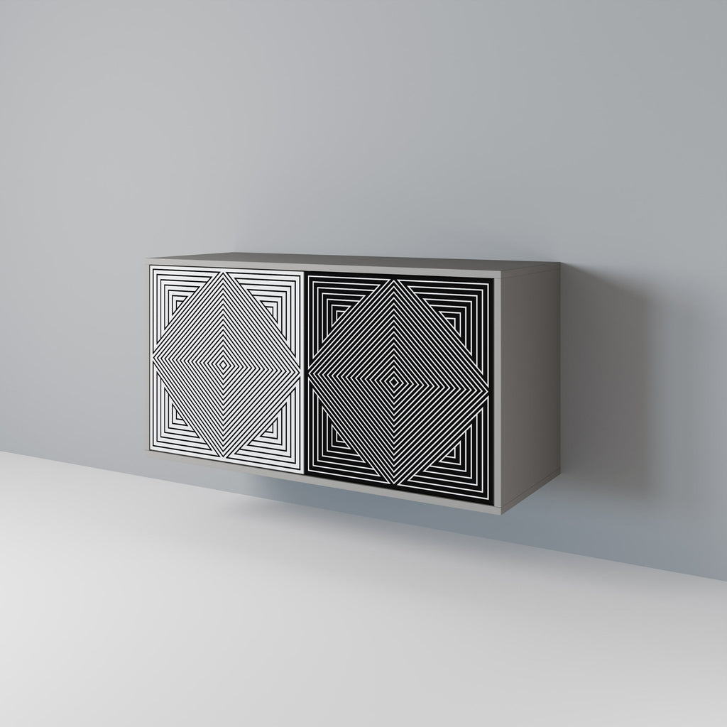 Buffet 2 portes POLYGON ILLUSION finition grise