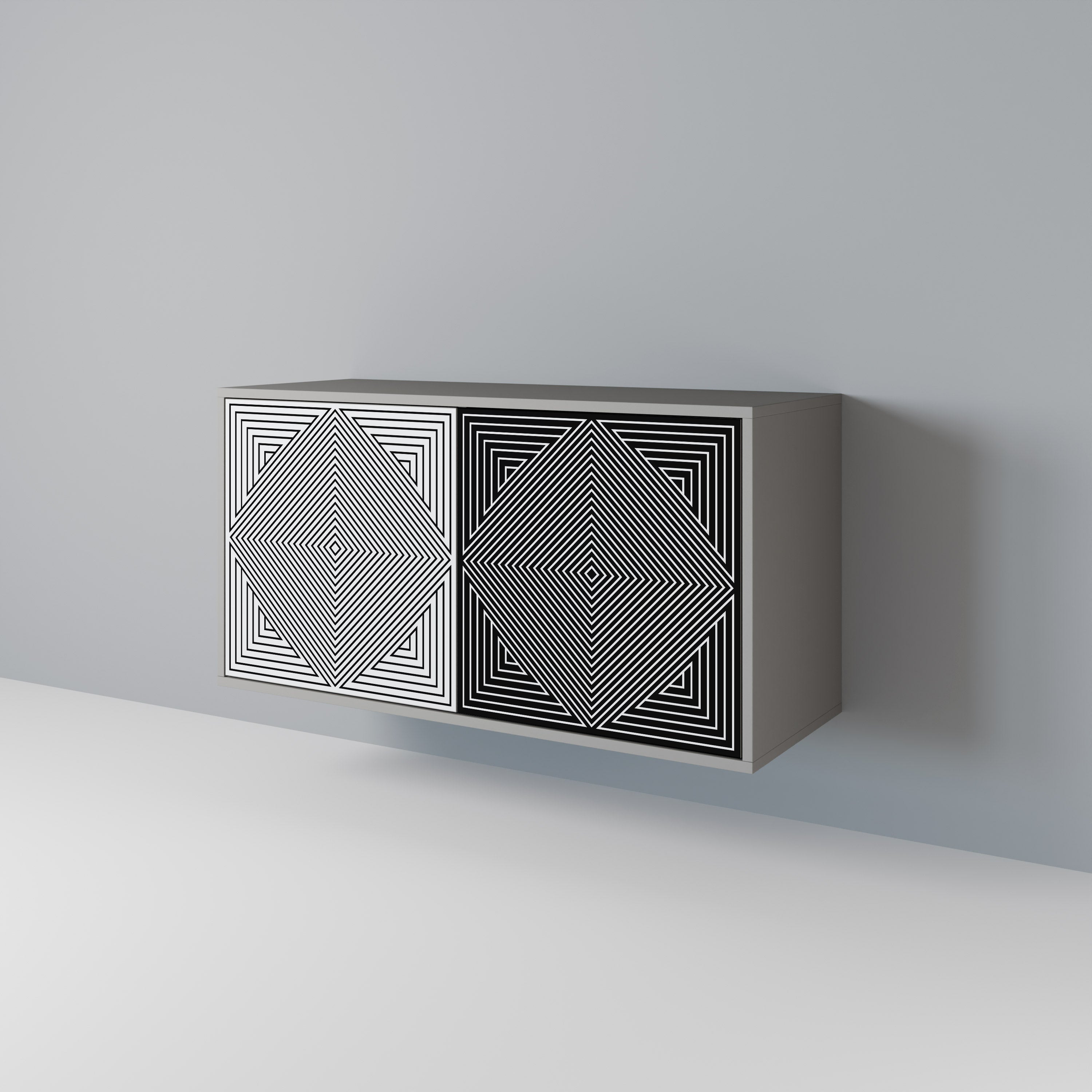 Buffet 2 portes POLYGON ILLUSION finition grise