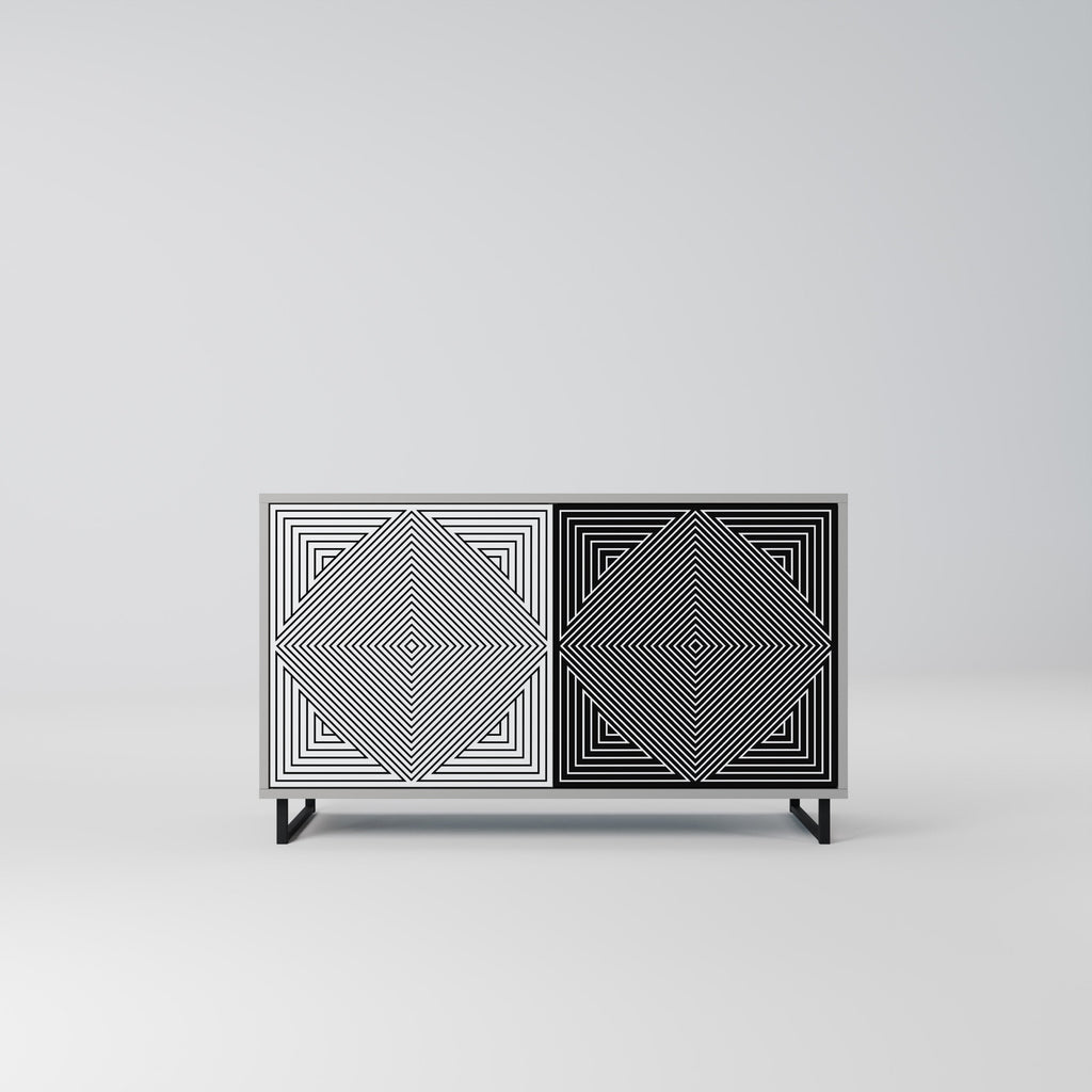 Buffet 2 portes POLYGON ILLUSION finition grise