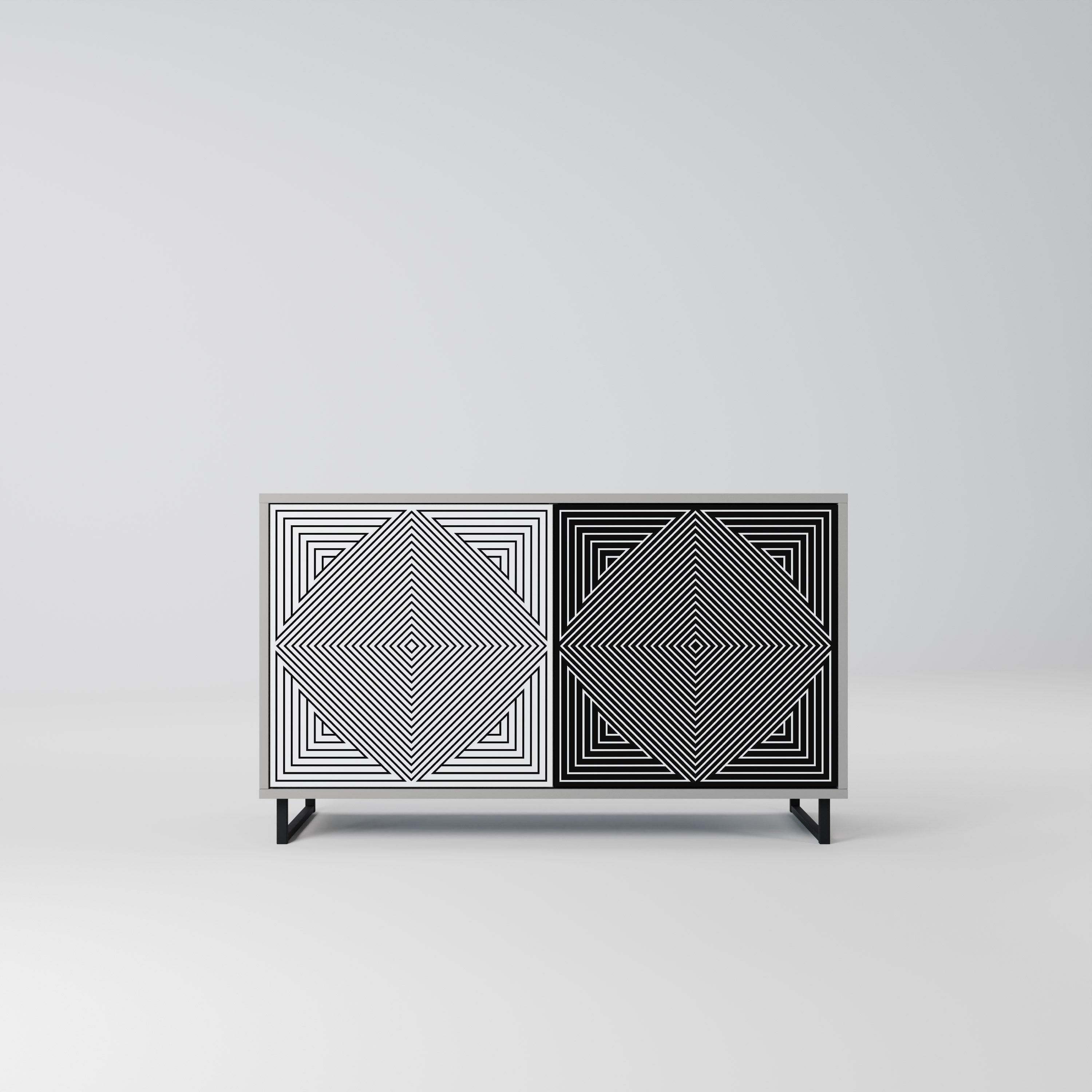 Buffet 2 portes POLYGON ILLUSION finition grise