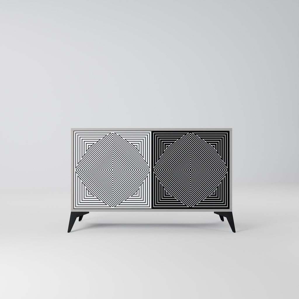 Buffet 2 portes POLYGON ILLUSION finition grise