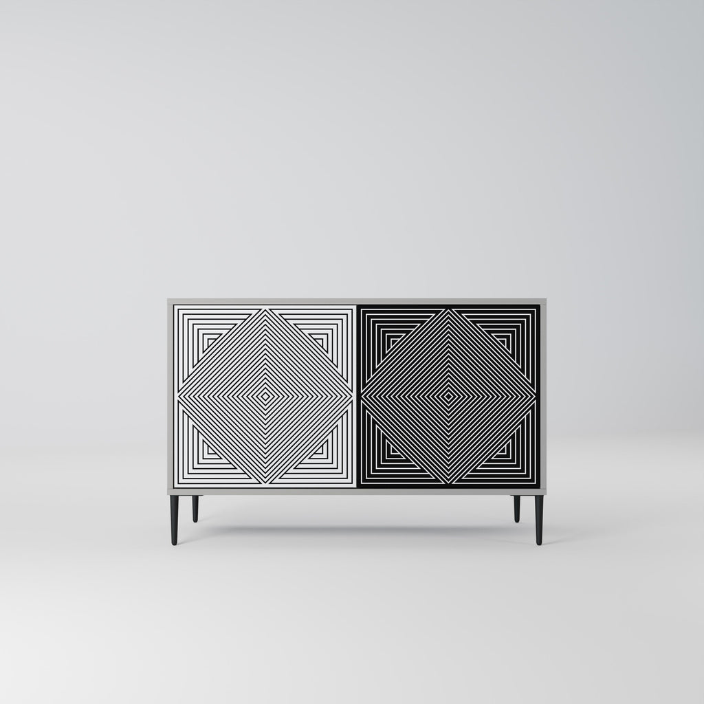 Buffet 2 portes POLYGON ILLUSION finition grise