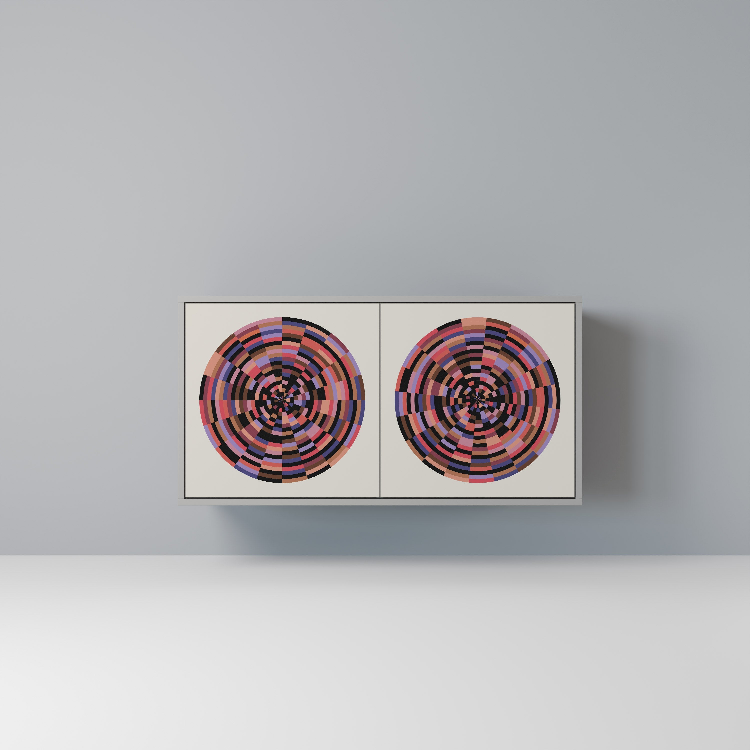 Buffet 2 portes BROWN CIRCLES en finition grise