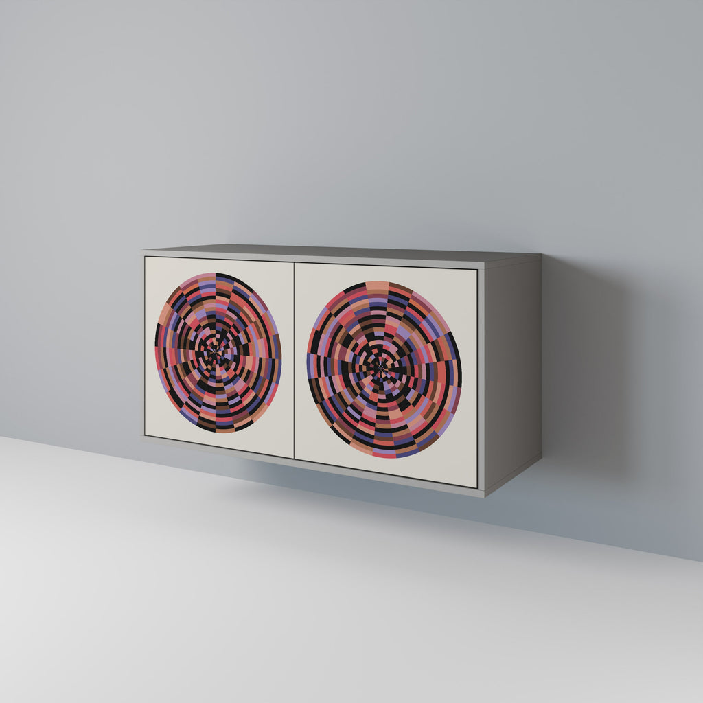 Buffet 2 portes BROWN CIRCLES en finition grise