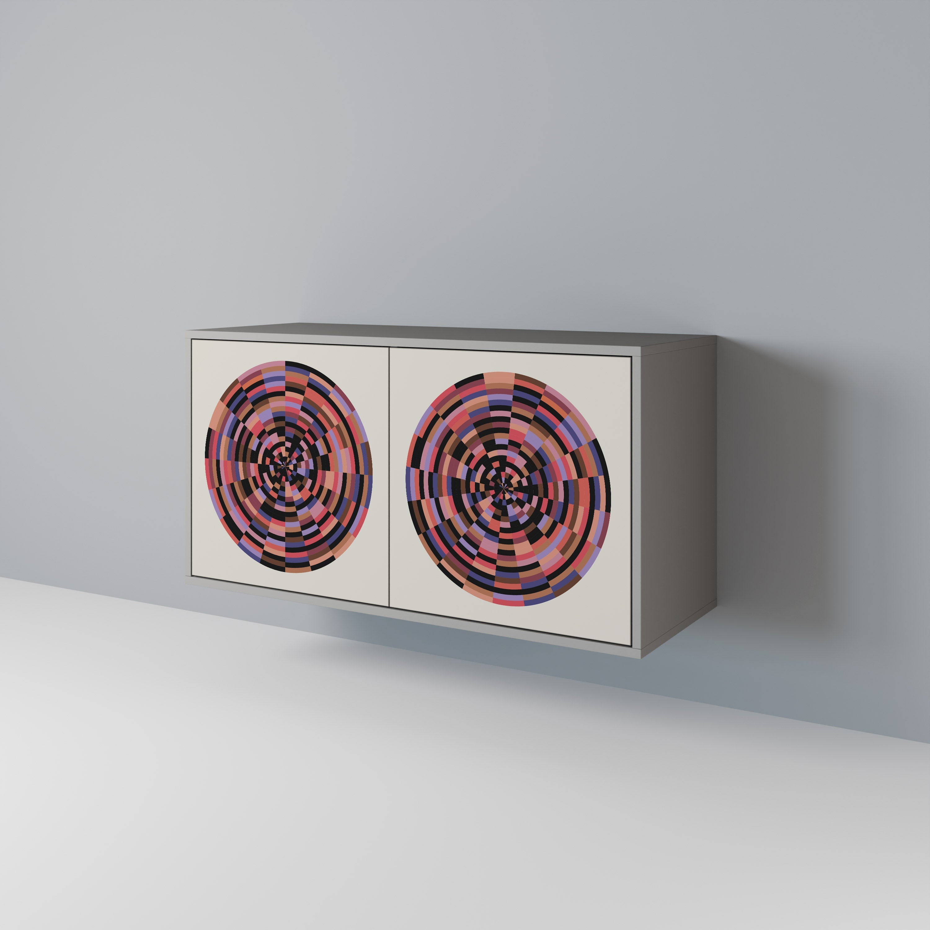 Buffet 2 portes BROWN CIRCLES en finition grise